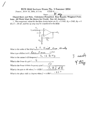 Exam1Fall2003 - Exam Practice - ECE 3042 - Studocu
