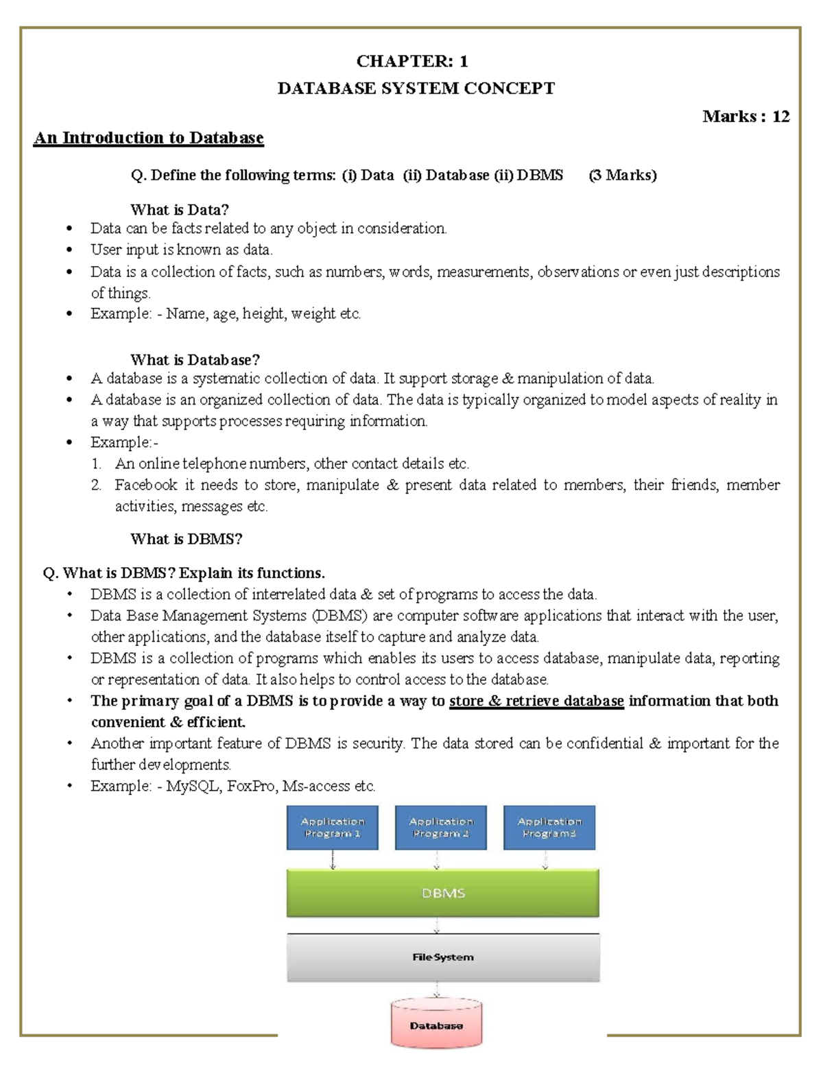 CH-1 Database System Concepts - CHAPTER: 1 DATABASE SYSTEM CONCEPT ...