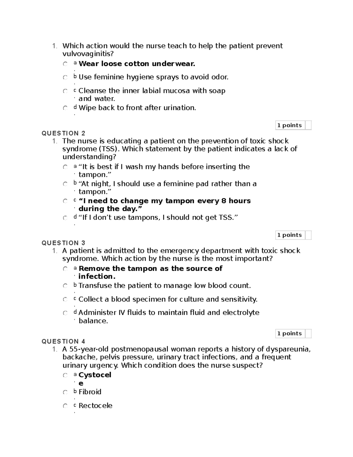 MDC3 Exam 1 - Lecture notes 1-4 - 1. Which action would the nurse teach ...