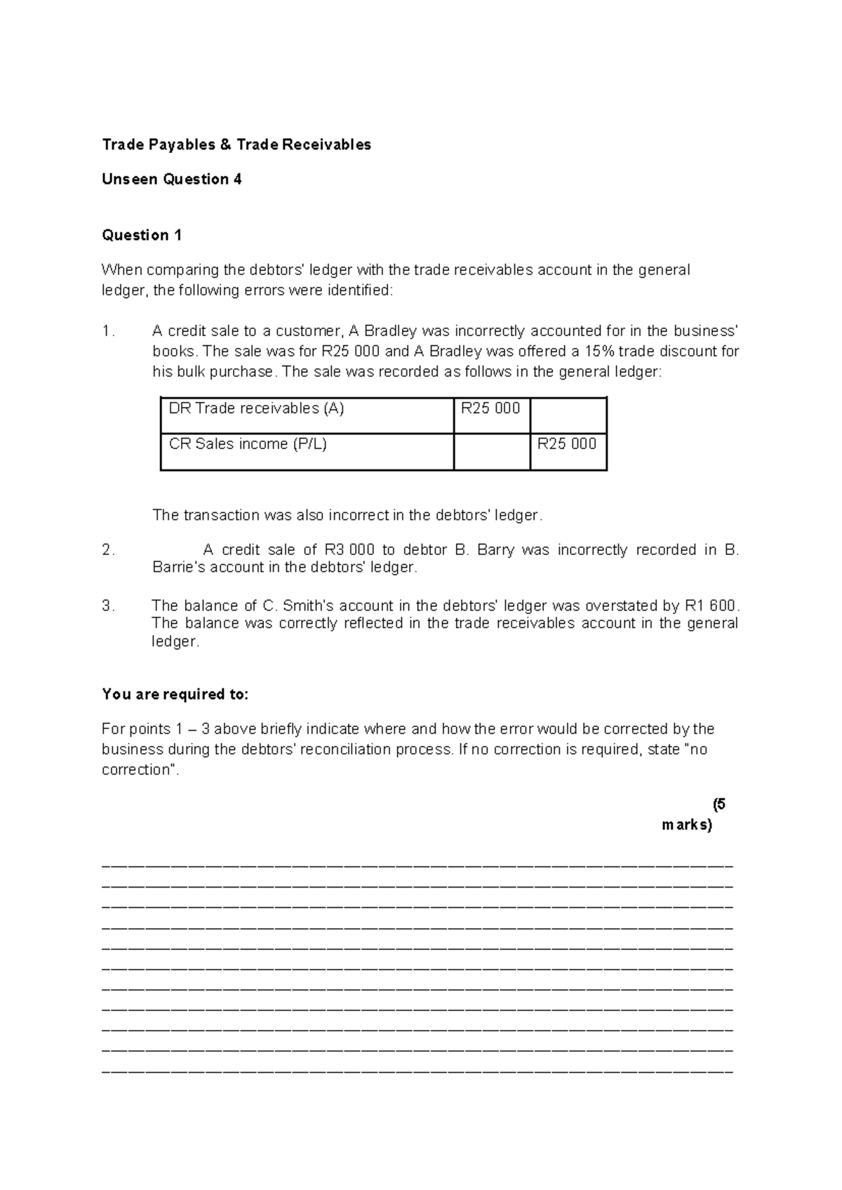 Trade Payables Unseen Question 4 - Trade Payables & Trade Receivables ...