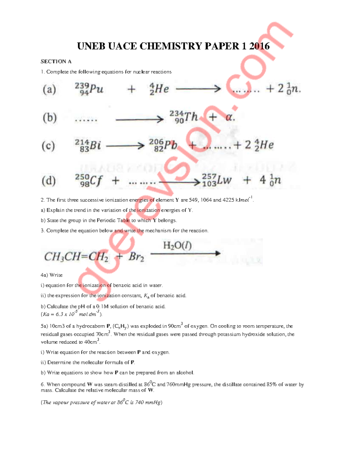 UNEB UACE Chemistry Paper 1 2016 - UNEB UACE CHEMISTRY PAPER 1 2016 ...