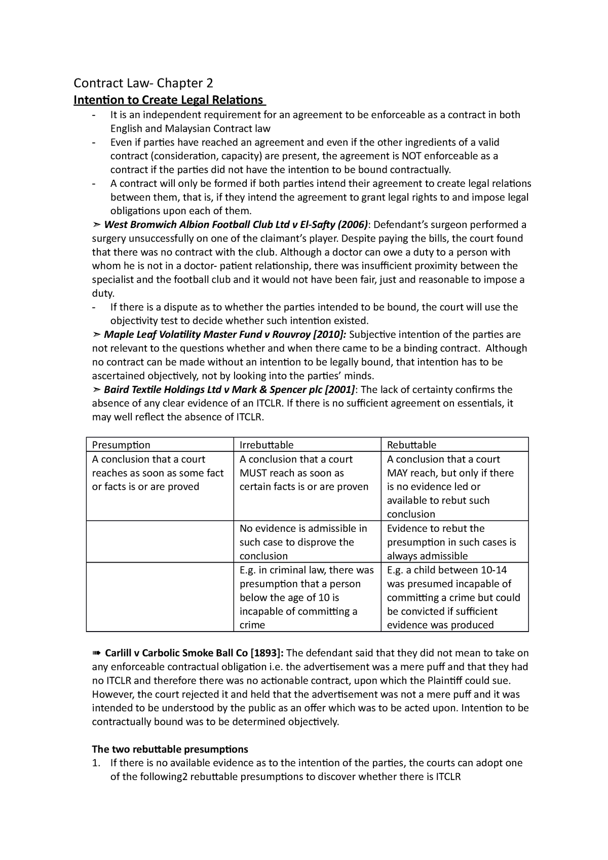 contract law essay on intention to create legal relations