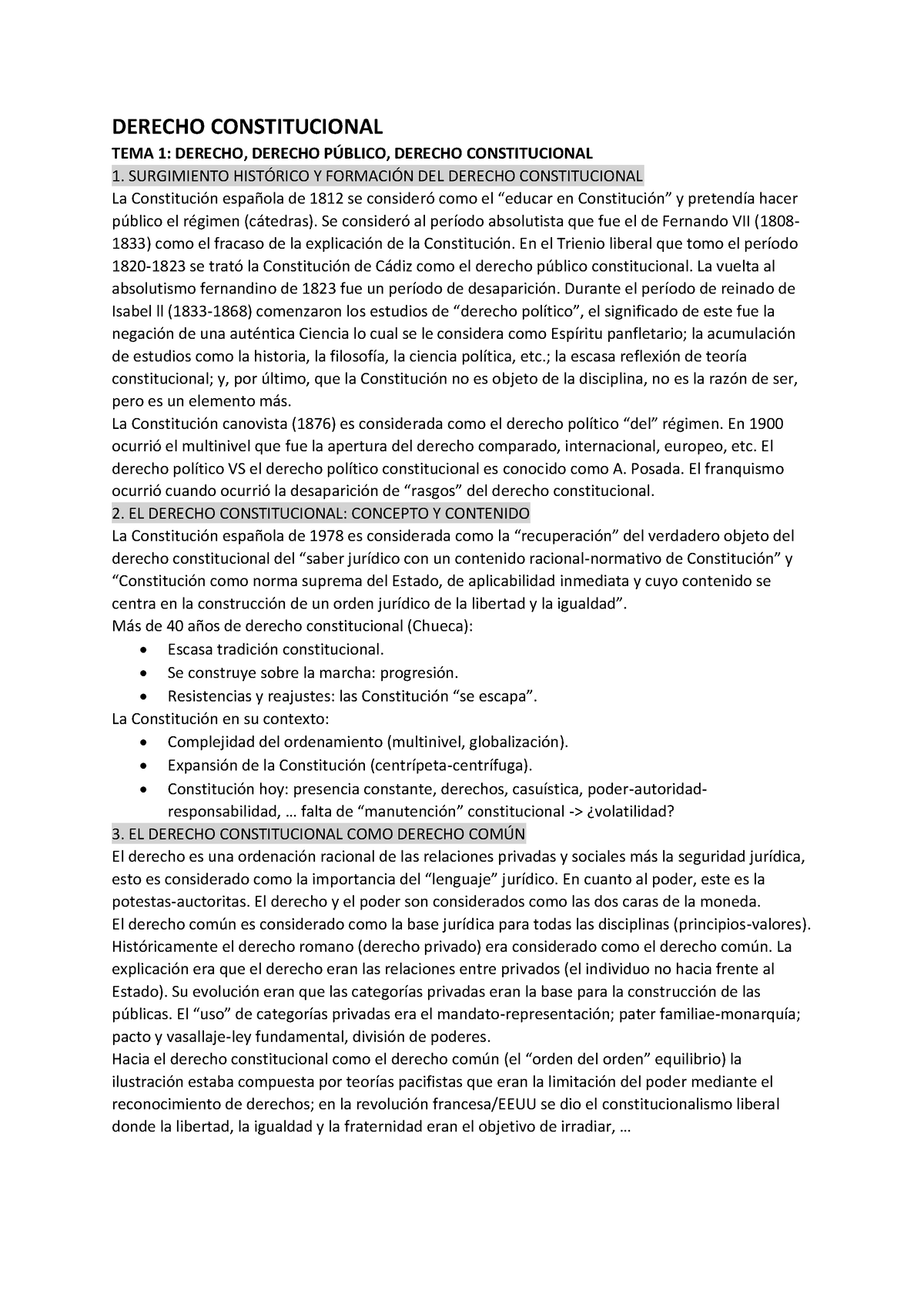 Derecho Constitucional - DERECHO CONSTITUCIONAL TEMA 1: DERECHO ...