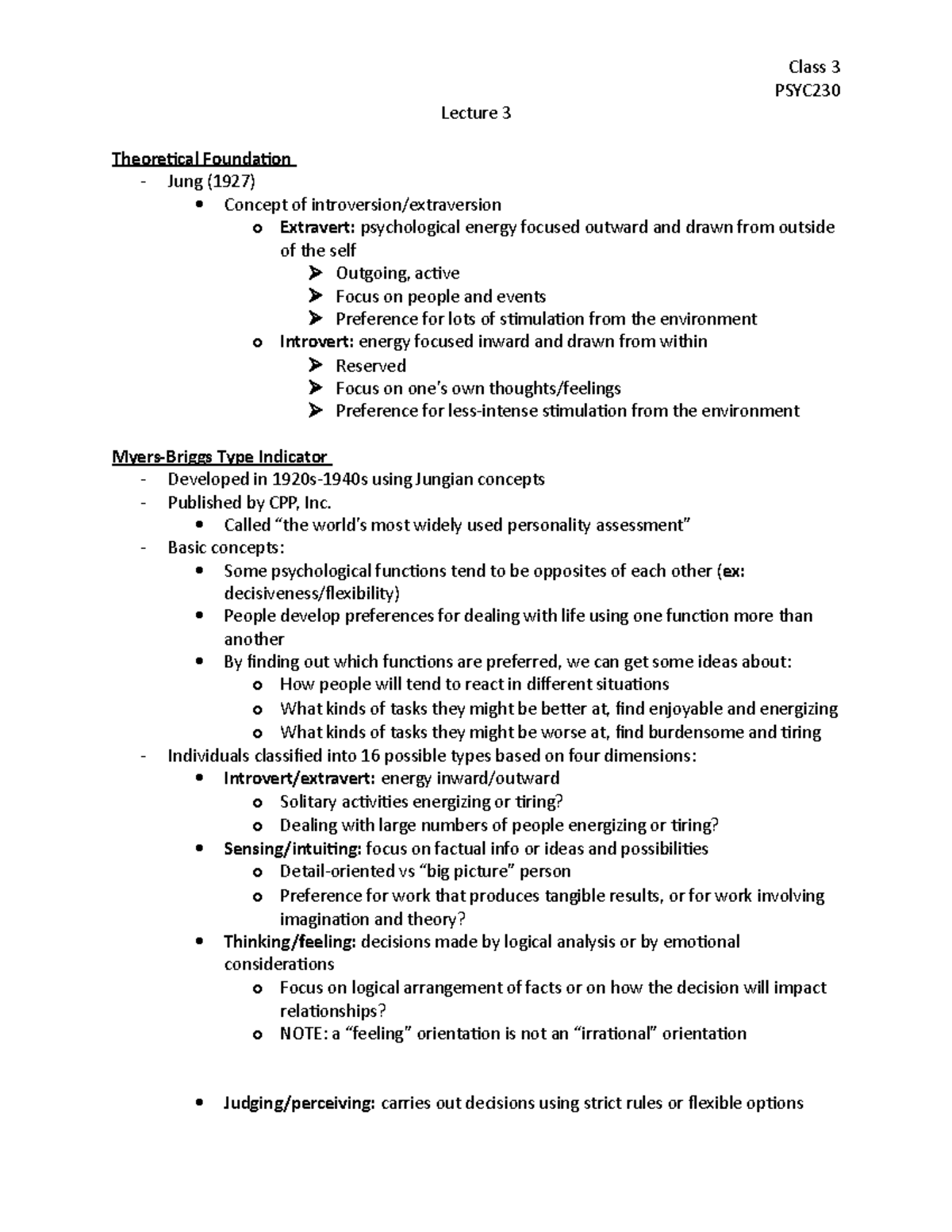 Lecture 3 - Class notes - Class 3 PSYC Lecture 3 Theoretical Foundation ...