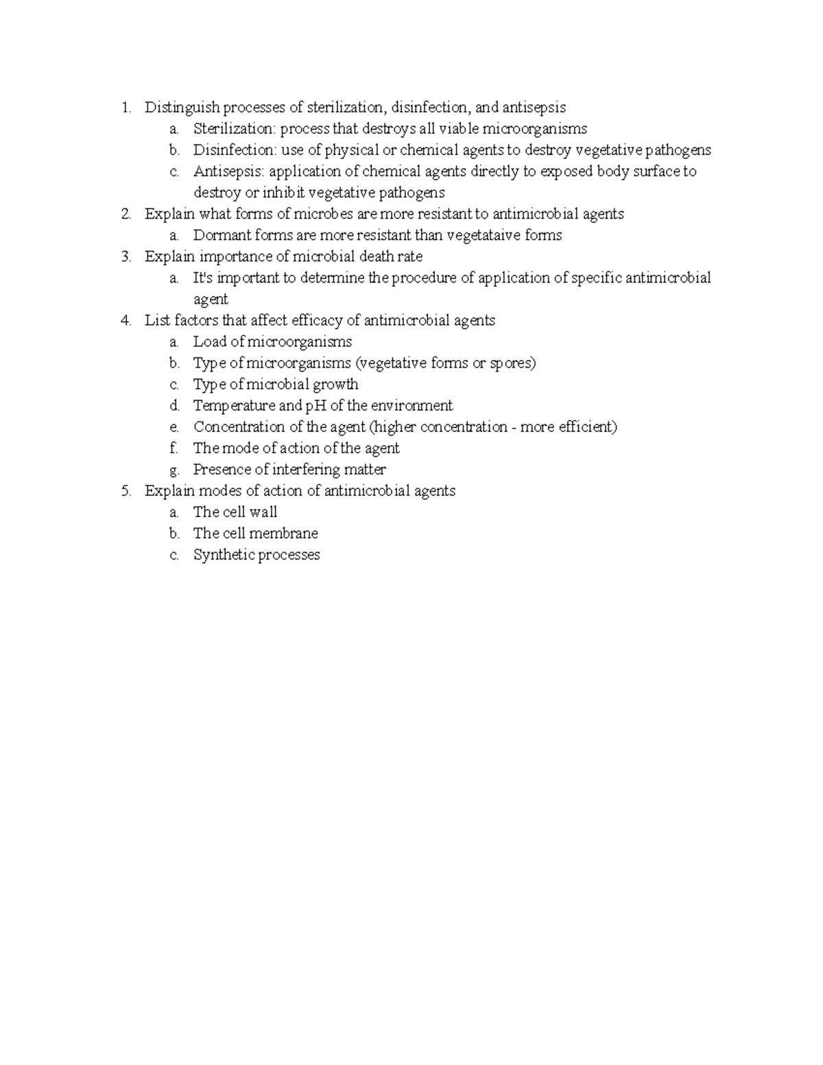 Control of Practice Questions Distinguish processes of
