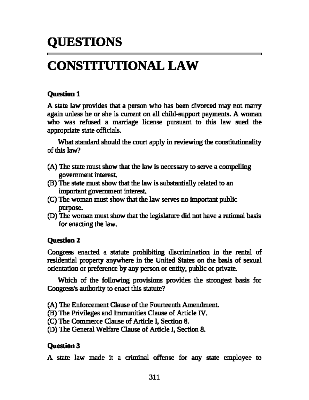 constitutional law practice essay questions