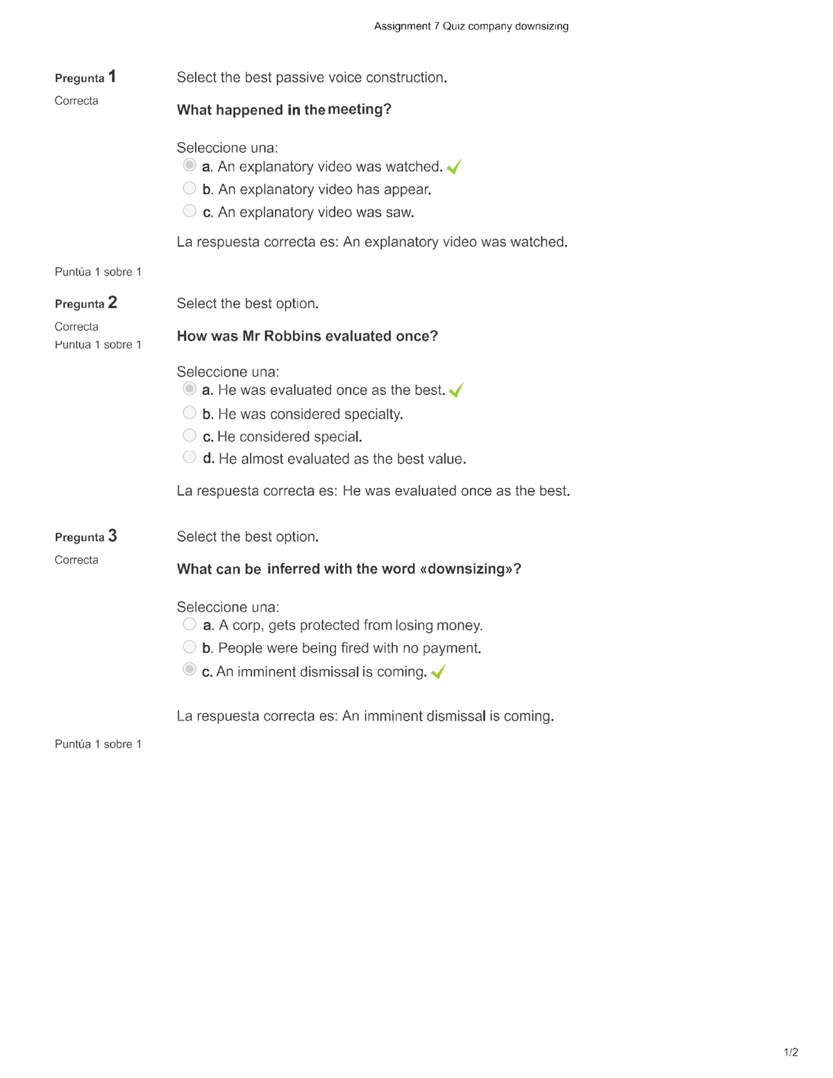 assignment 7 quiz company downsizing ingles iv