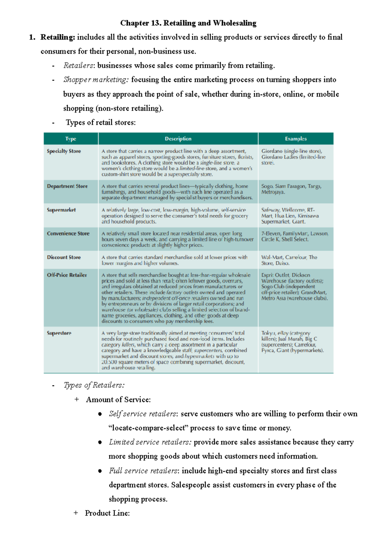 Chapter 13 - Summary Marketing - Chapter 13. Retailing And Wholesaling ...