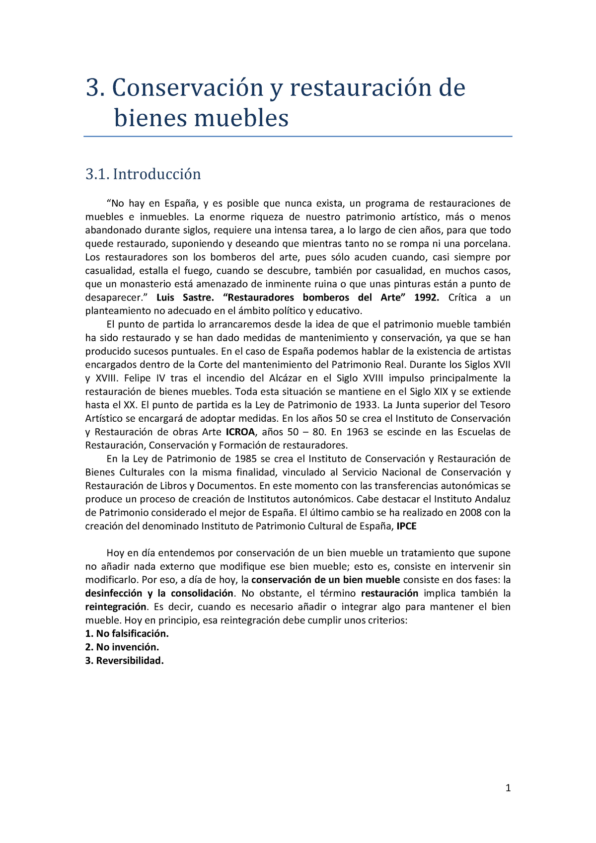 TEMA 3 Conservacion Y Restauracion DE Bienes Muebles - 3. ConservaciÛn ...