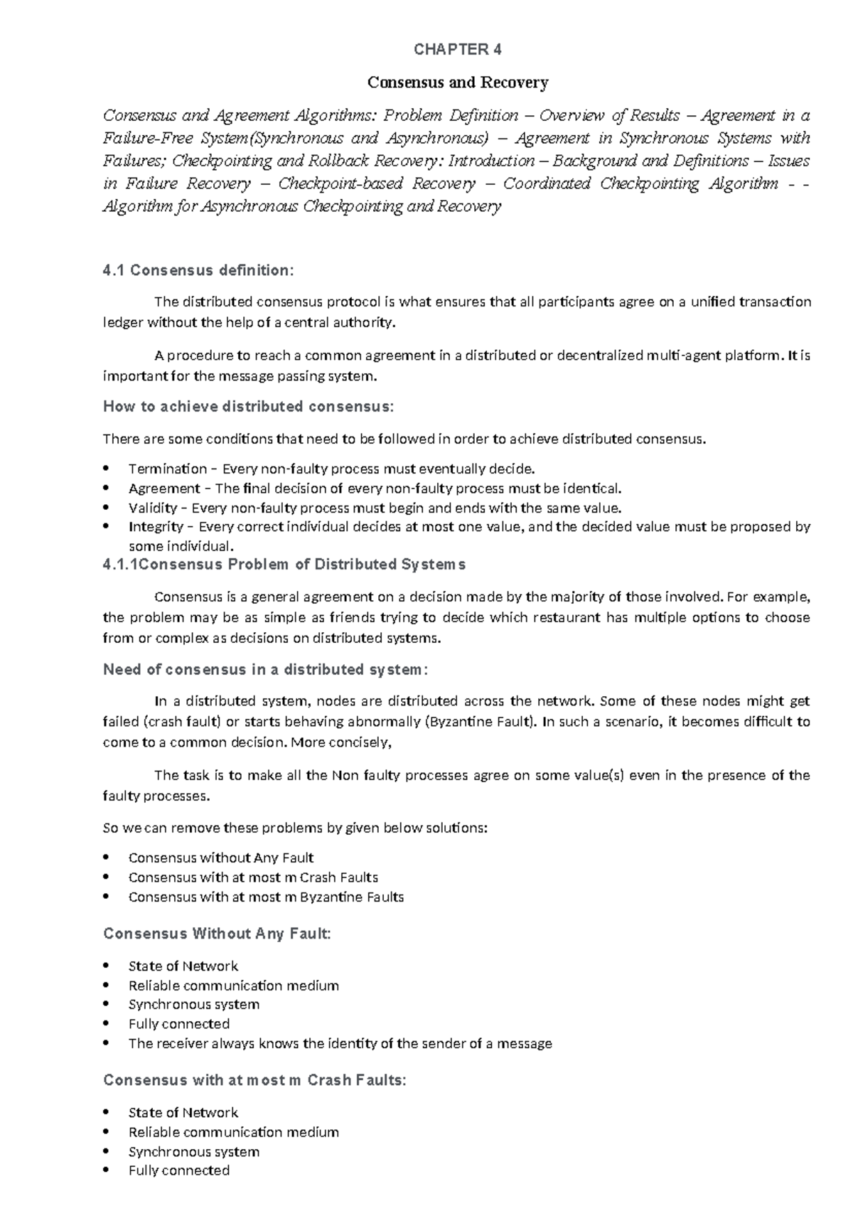DS UNIT 4 - DS UNIT 4 Notes - CHAPTER 4 Consensus and Recovery ...