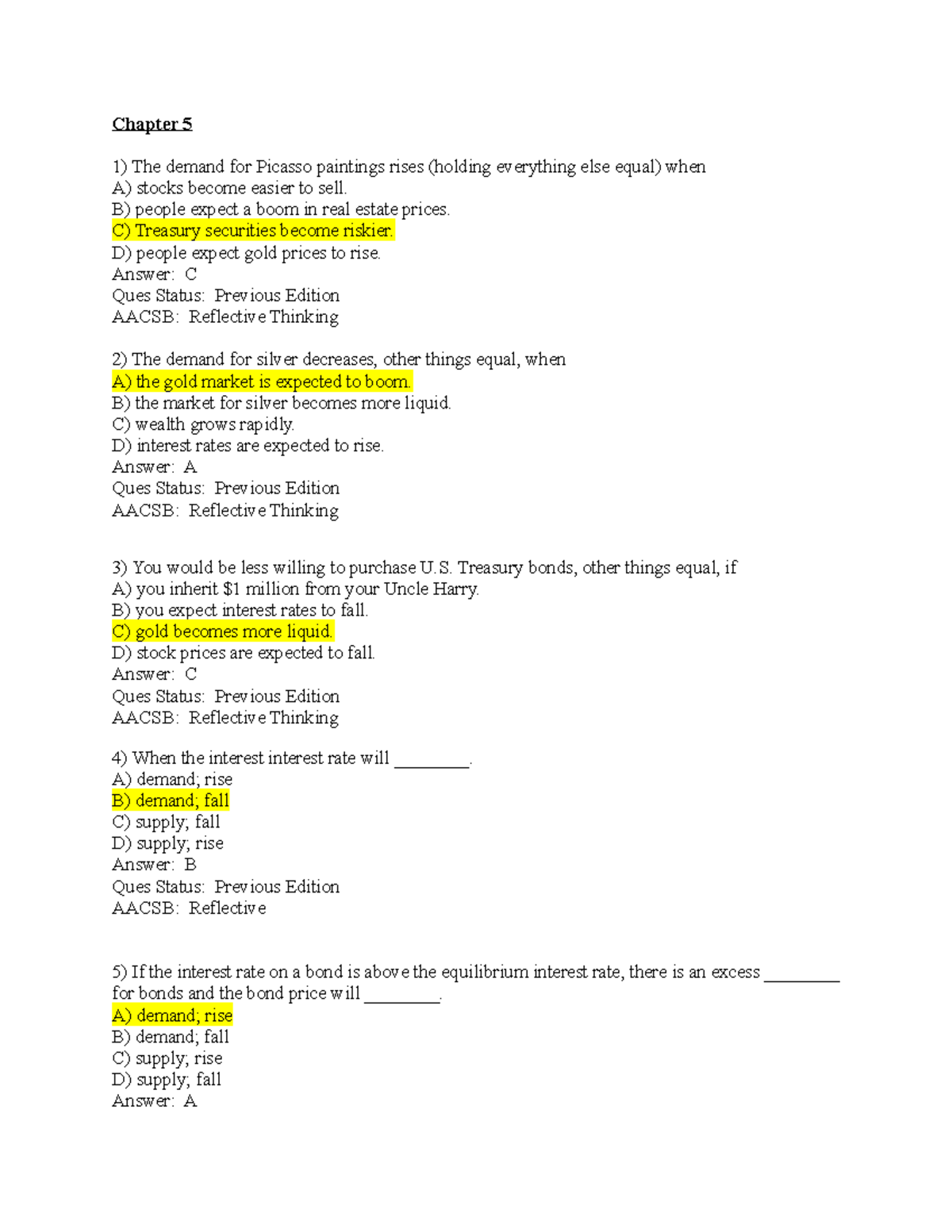 Money and banking - Chapter 5 The demand for Picasso paintings rises ...