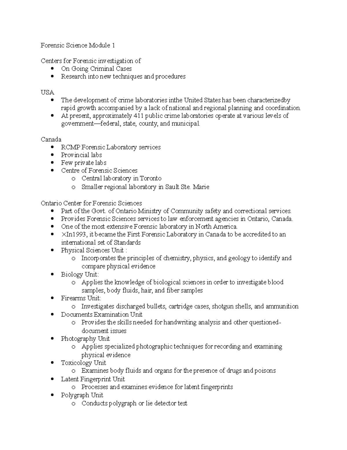 Forensic Science Module 1 - At present, approximately 411 public crime ...