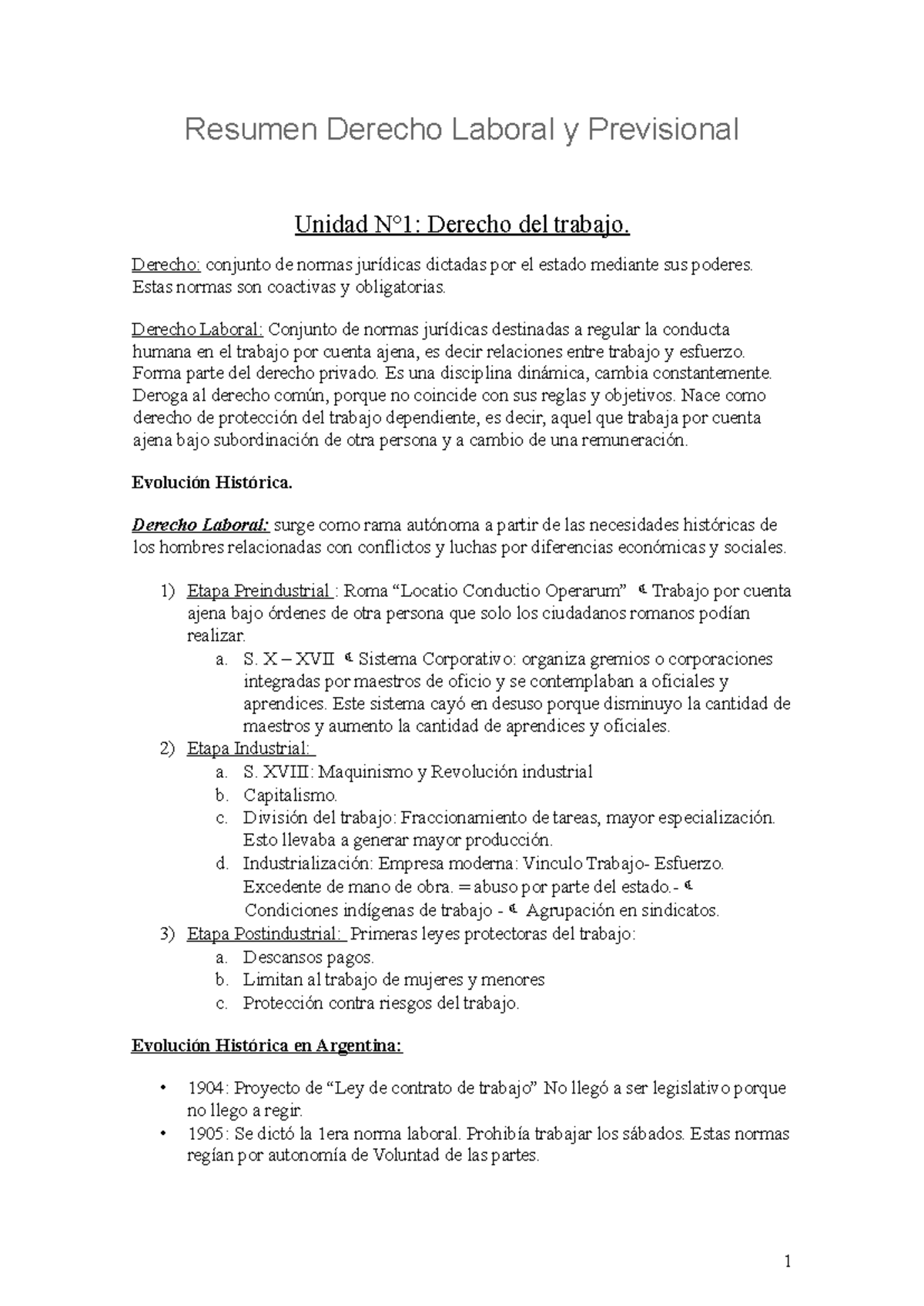 Resumen derecho laboral y previsional - Resumen Derecho Laboral y ...