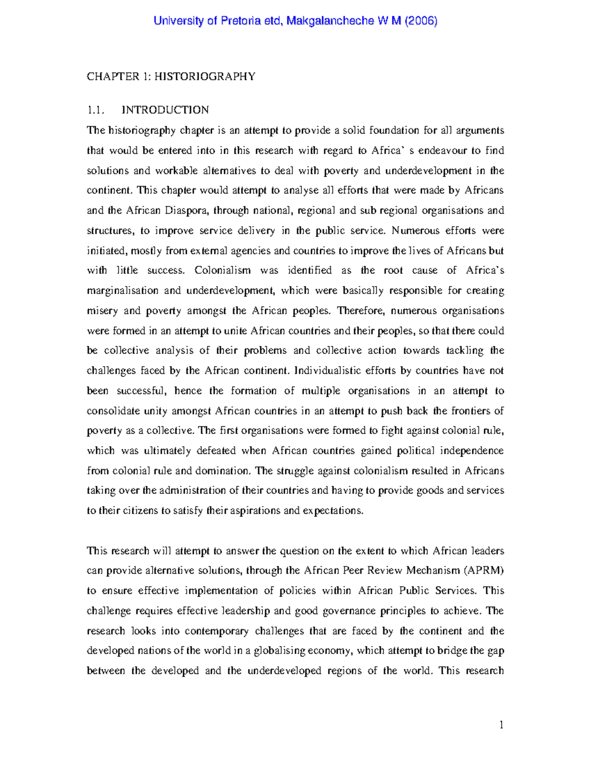 AHG - for reading - CHAPTER 1: HISTORIOGRAPHY 1. INTRODUCTION The ...