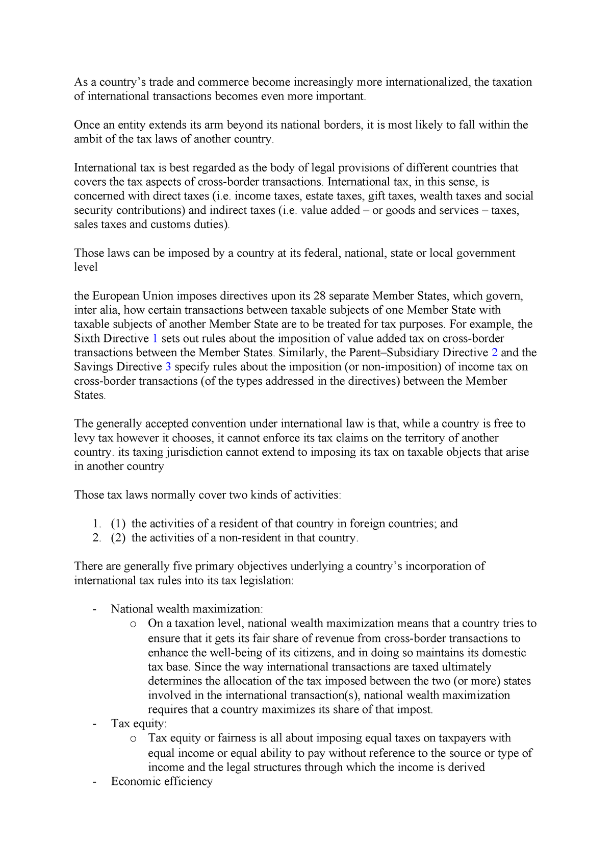 Summary Taxation chapter 1 - As a country’s trade and commerce become ...