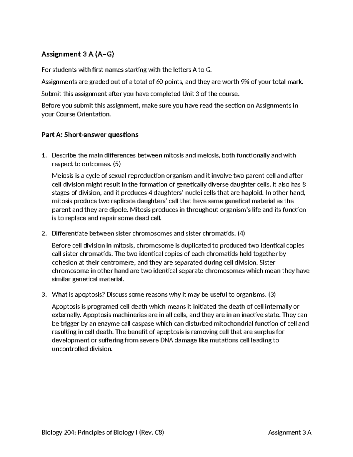 Assignment-3A-(A-G) - biol - Assignment 3 A (A–G) For students with ...