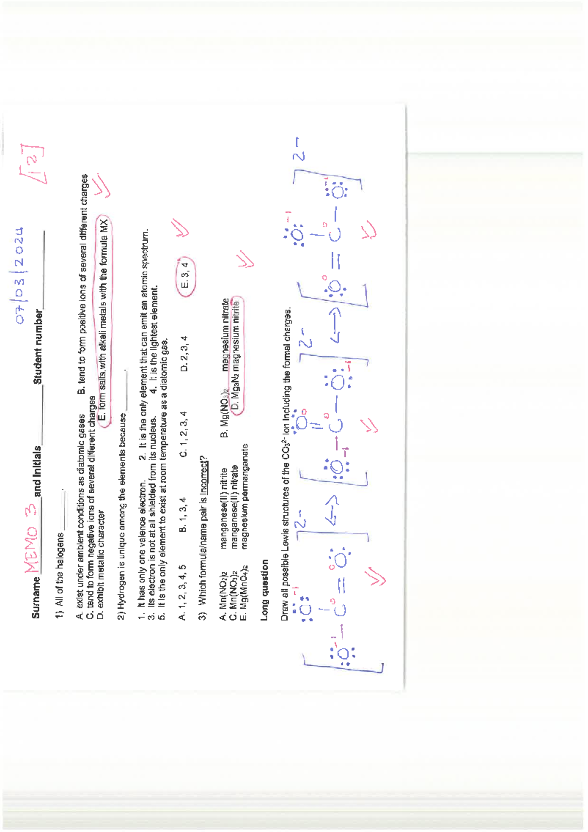 Tutorial 3a - Surname MEMO 3 and Initials Student number 1) All of the ...