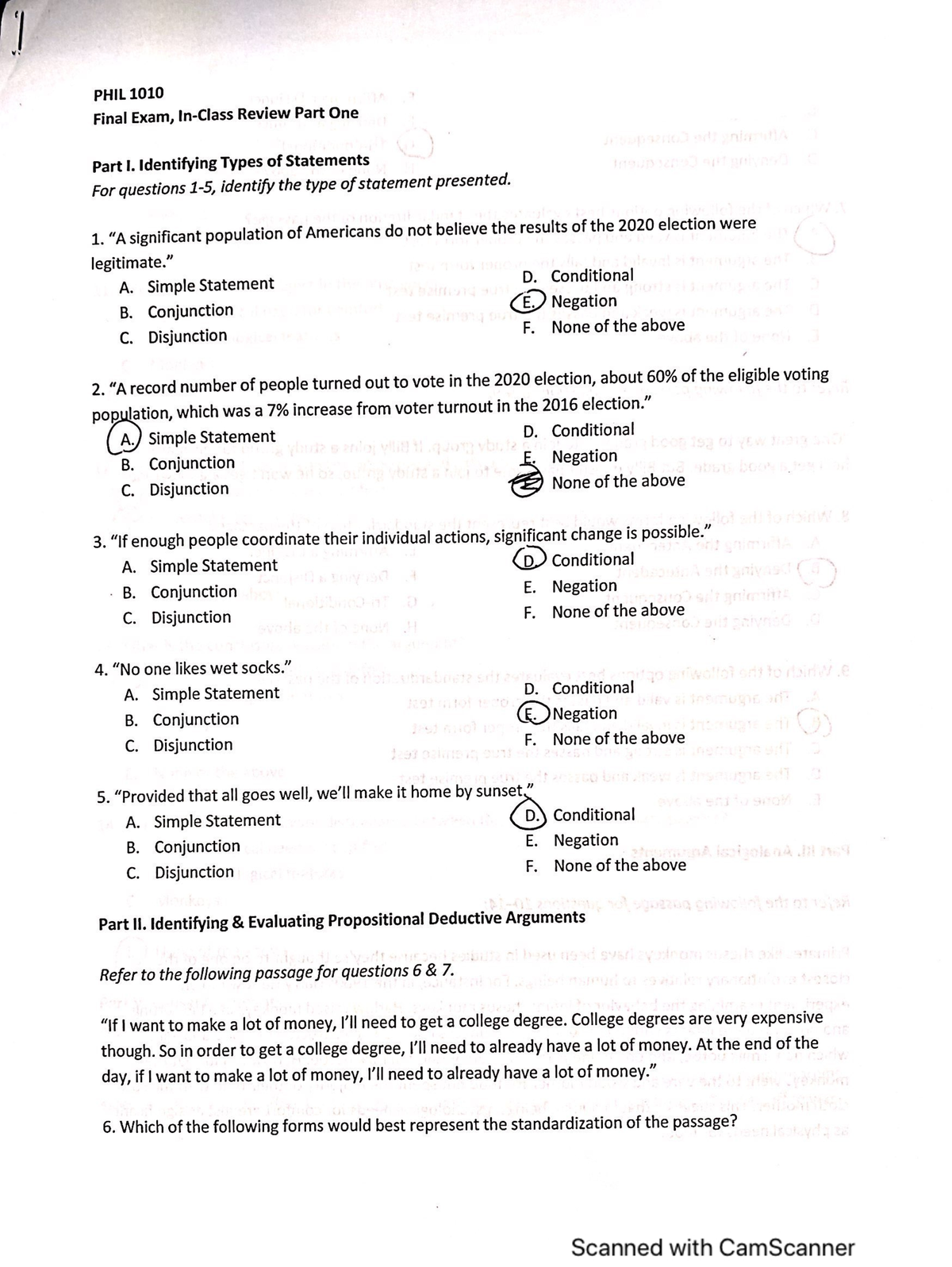 PHIL 1010 - Final Exam Review Pt 1 - PHIL 1010 - Studocu