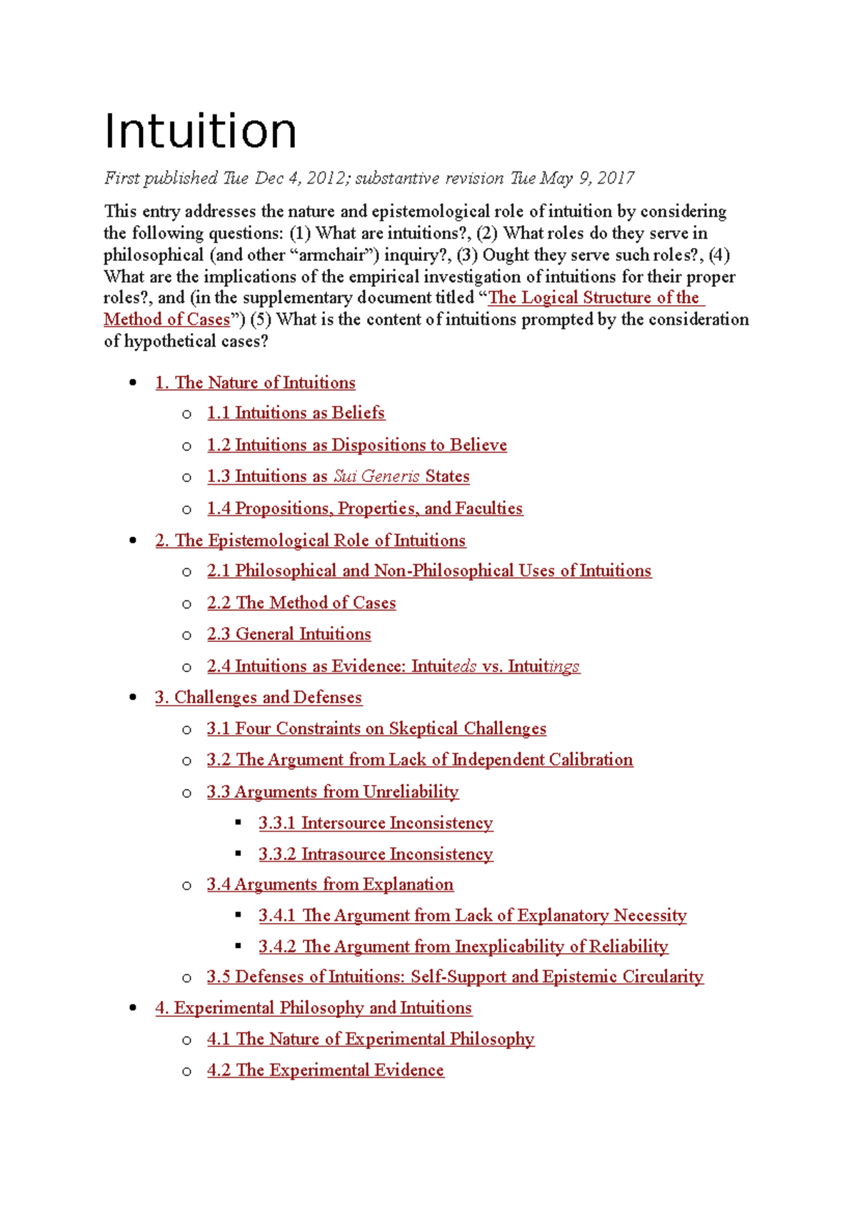 Intuition - Stanford Enc - Intuition First published Tue Dec 4, 2012 ...