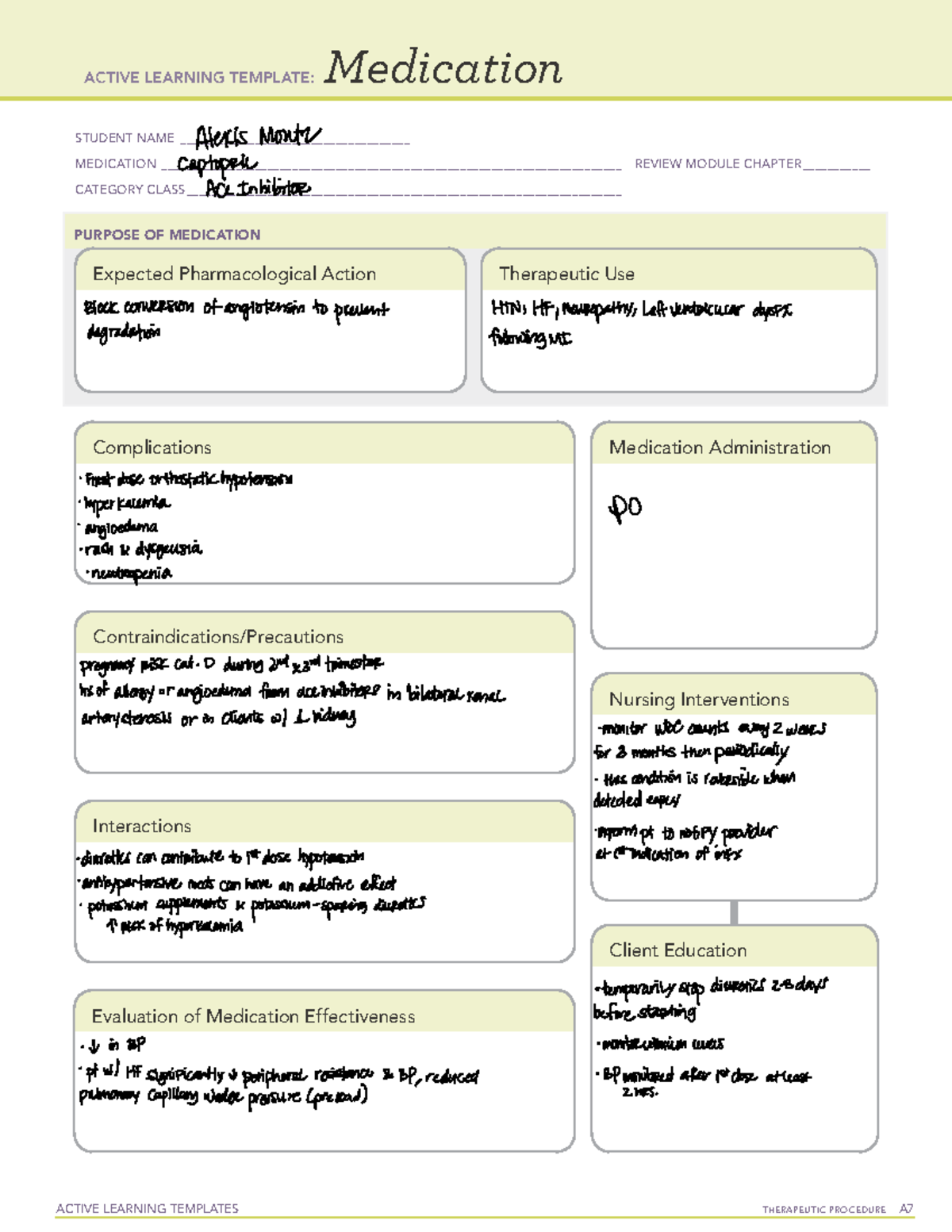 Unit 3 Drug Cards - STUDENT NAME ...