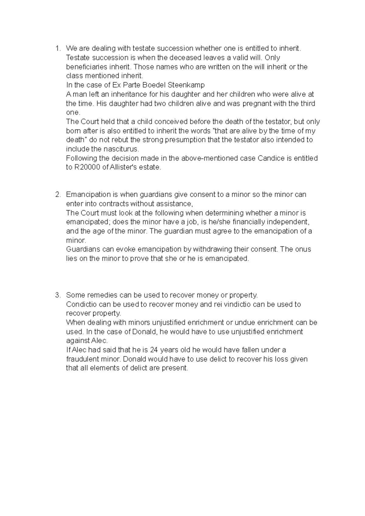 Tut Answers - We are dealing with testate succession whether one is ...