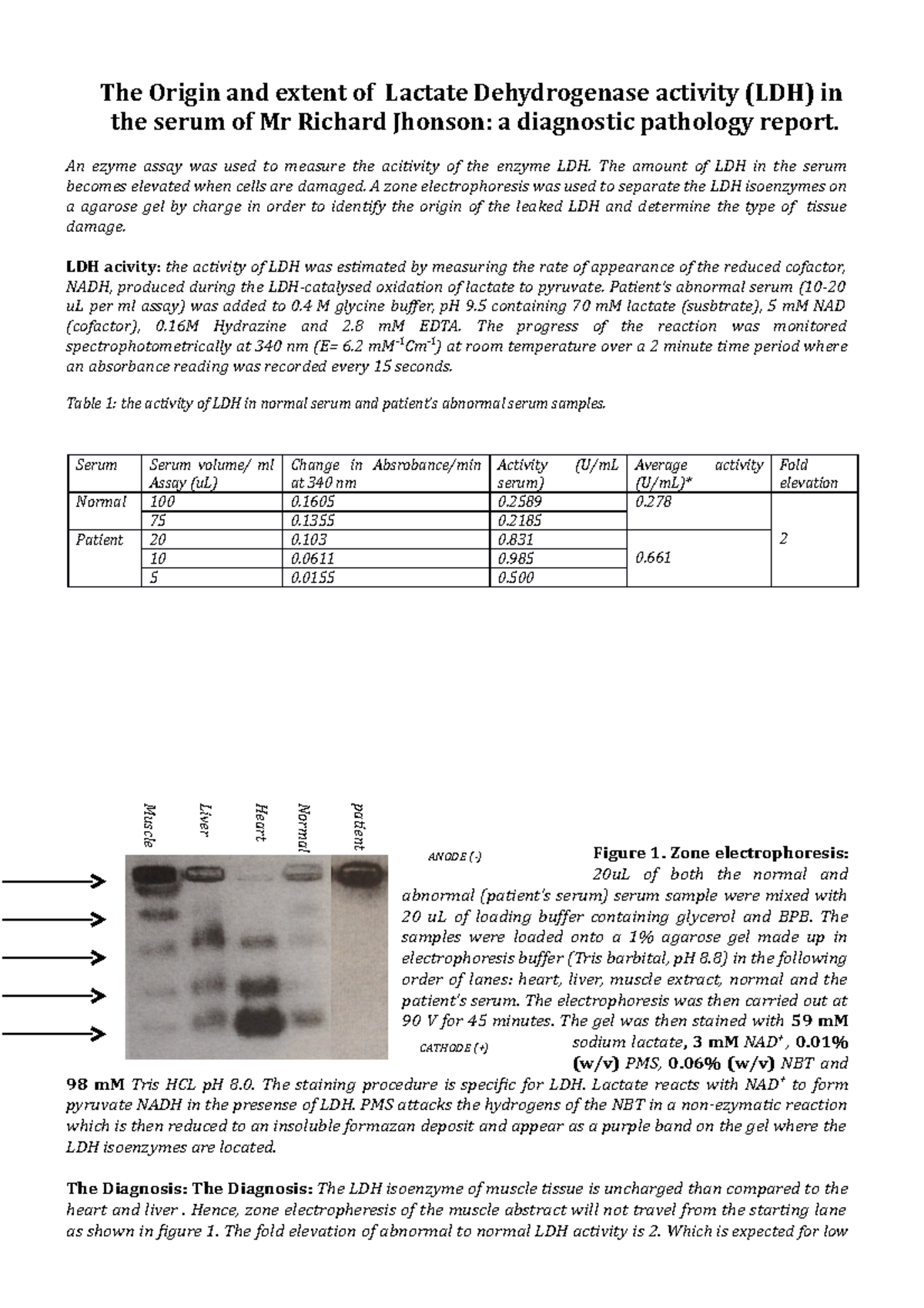 Practical official lab report for LDH The Origin and extent of