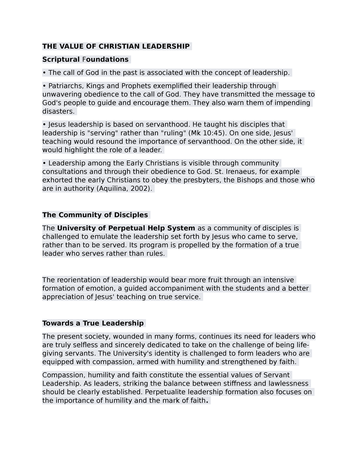 christian leadership thesis pdf