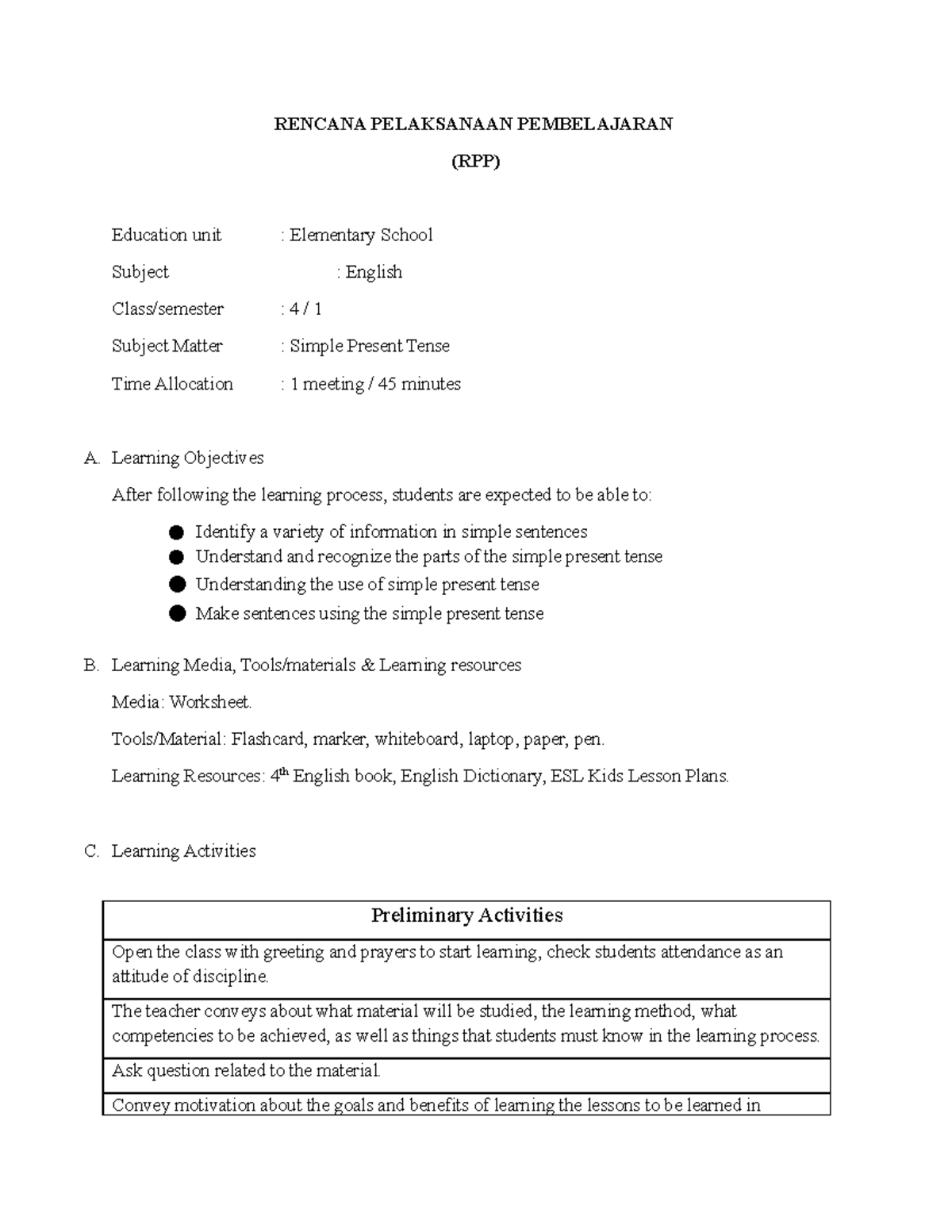 RPP IRMA - Grammar - This assigment is for increase the student to make ...