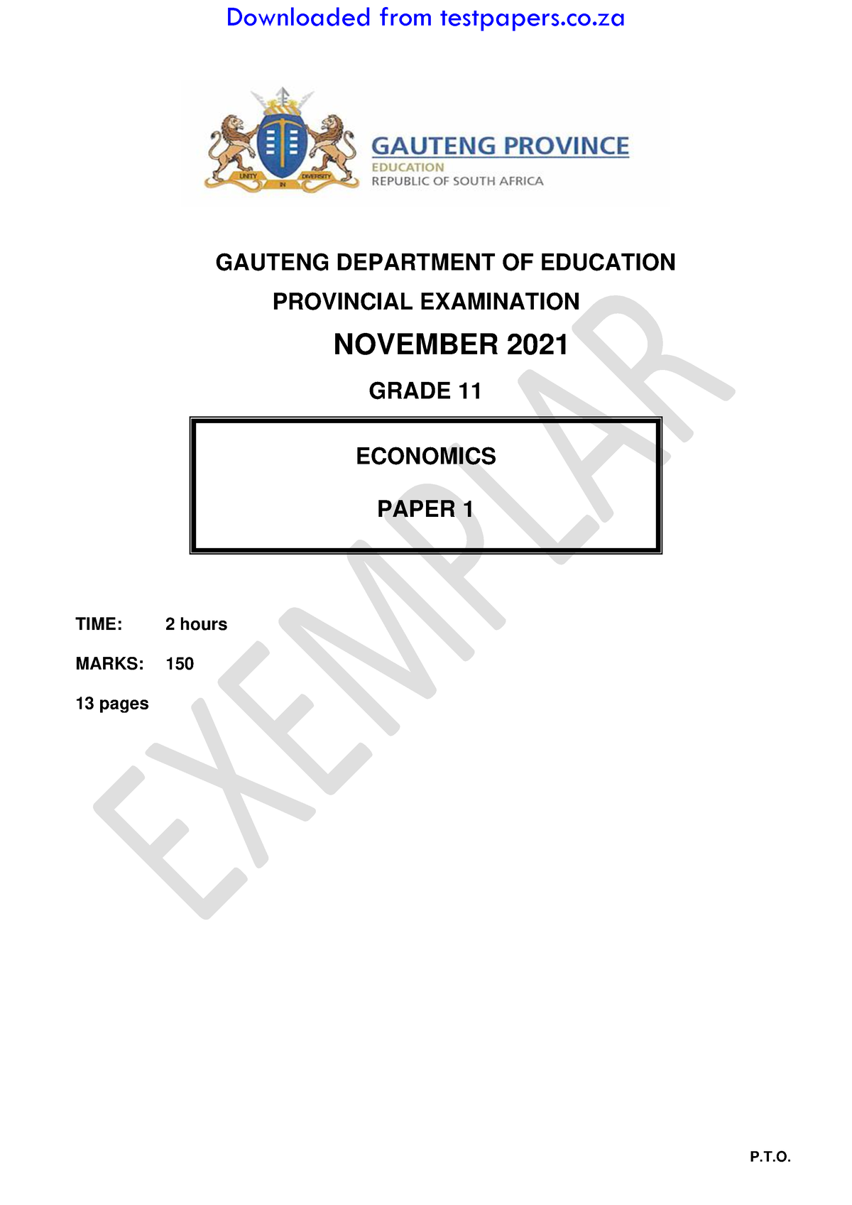 Gr11 Economics P1 (ENG) NOV Question Paper - GAUTENG DEPARTMENT OF ...