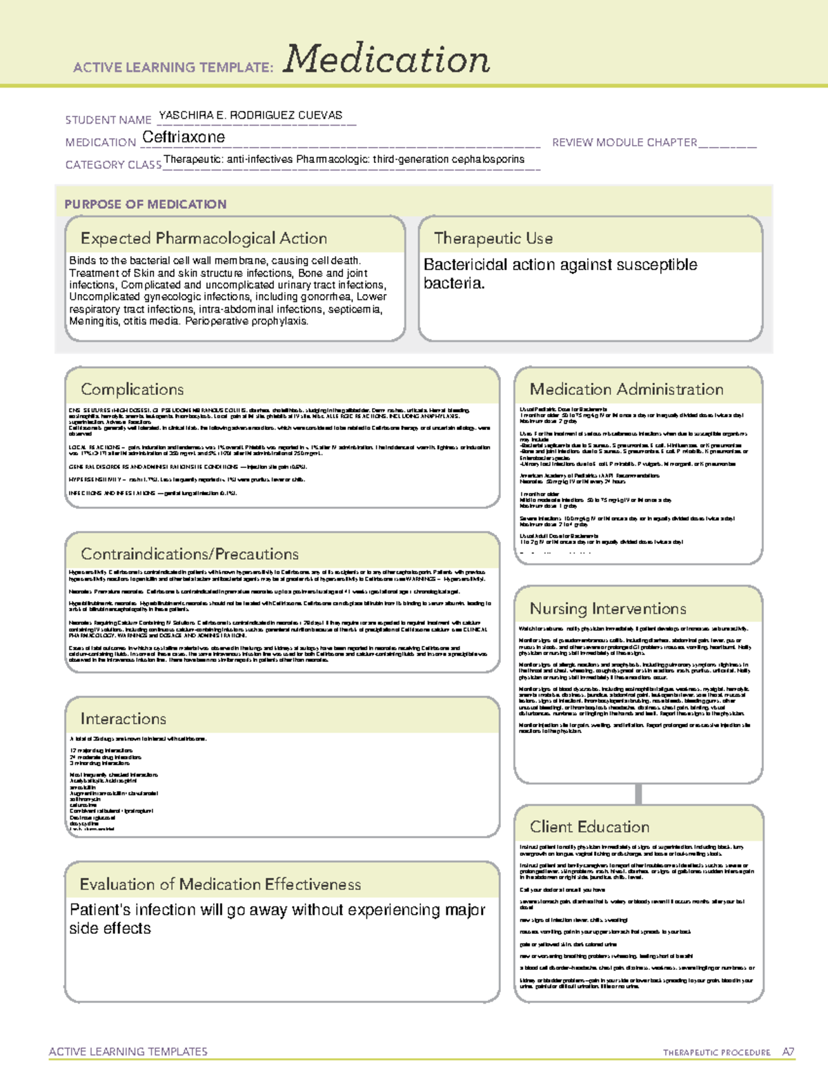 Active Learning Template Ceftriaxone - NURS 202 - Hudson Valley CC ...