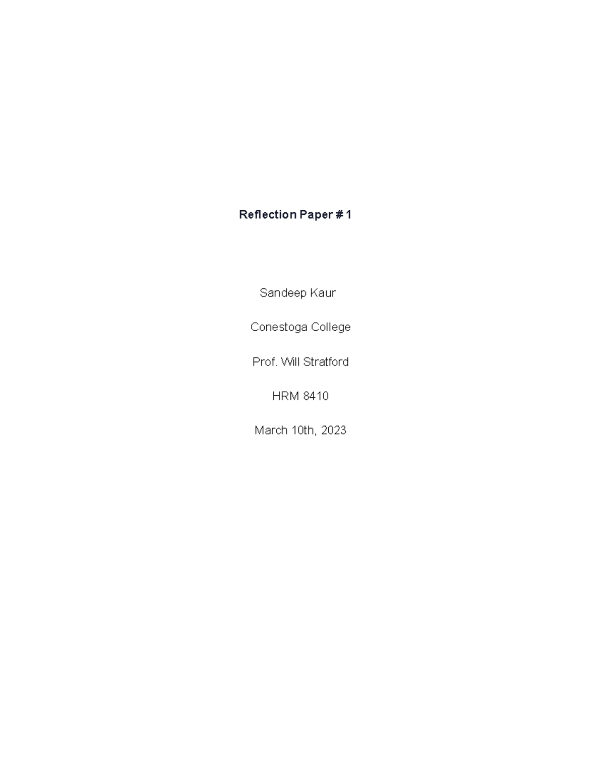 RP#1 Analysis - Reflection paper# 2 - Reflection Paper # 1 Sandeep Kaur ...