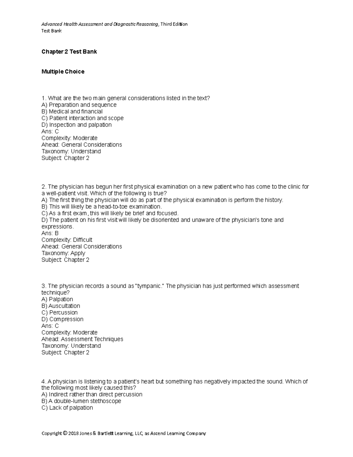 9781284131391 ASQZ CH02 - Test Bank Chapter 2 Test Bank Multiple Choice ...