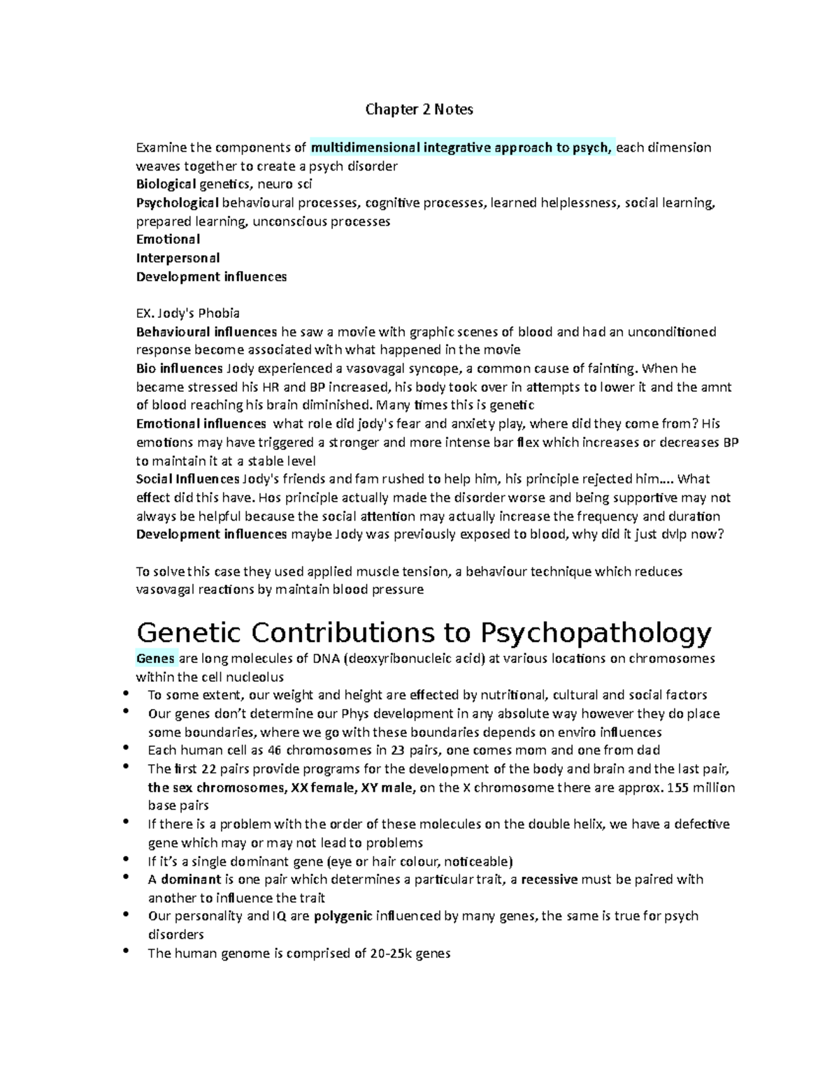 Chapter 2 Notes summary winter 2022 - Chapter 2 Notes Examine the ...