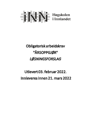 Vår 2022 Obligatorisk Arbeidskrav 2 - Obligatorisk Arbeidskrav ...