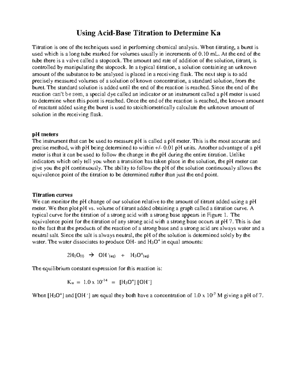 112 Determine Ka with Vernier Using AcidBase Titration to Determine