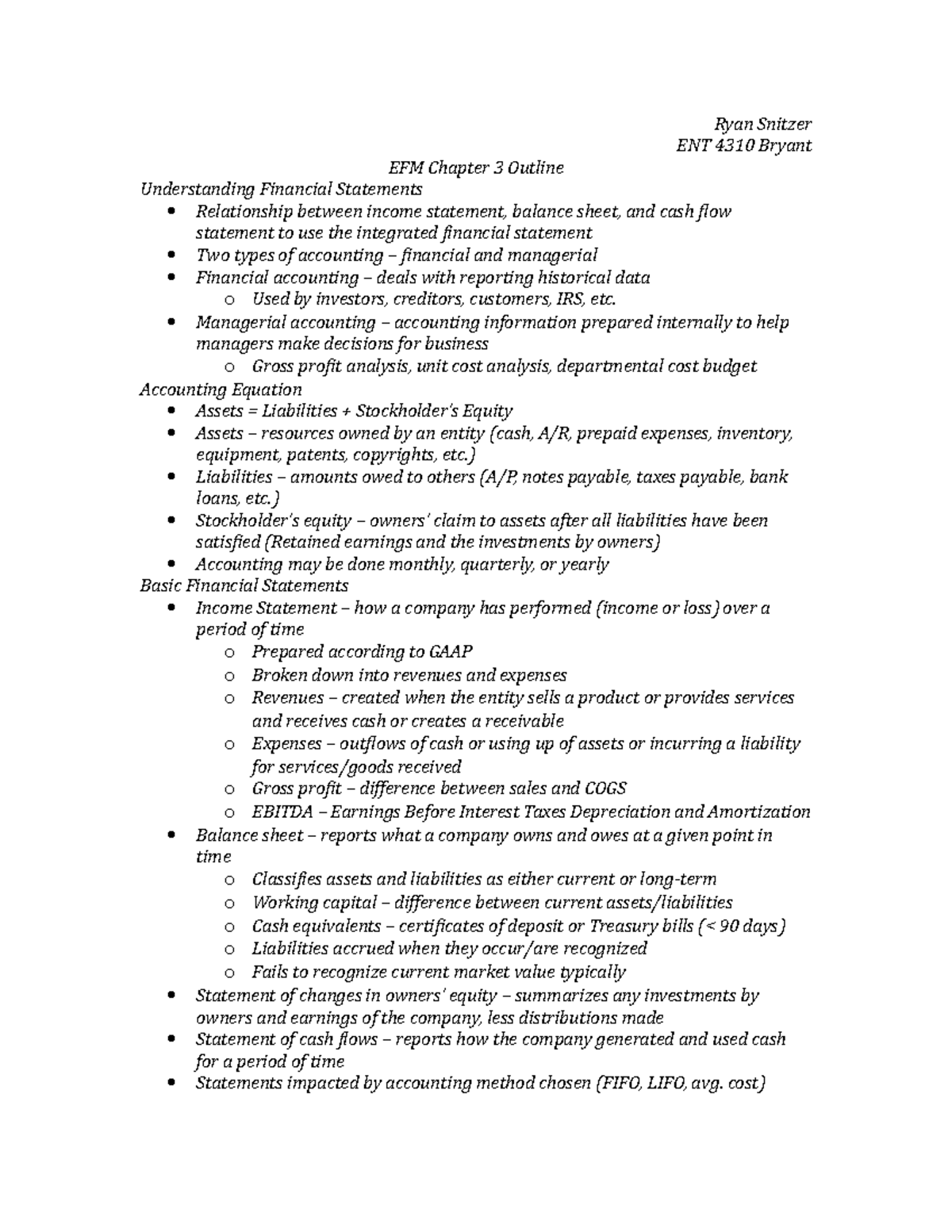 EFM Chapter 3 Outline - Summary Essentials of Financial Management ...