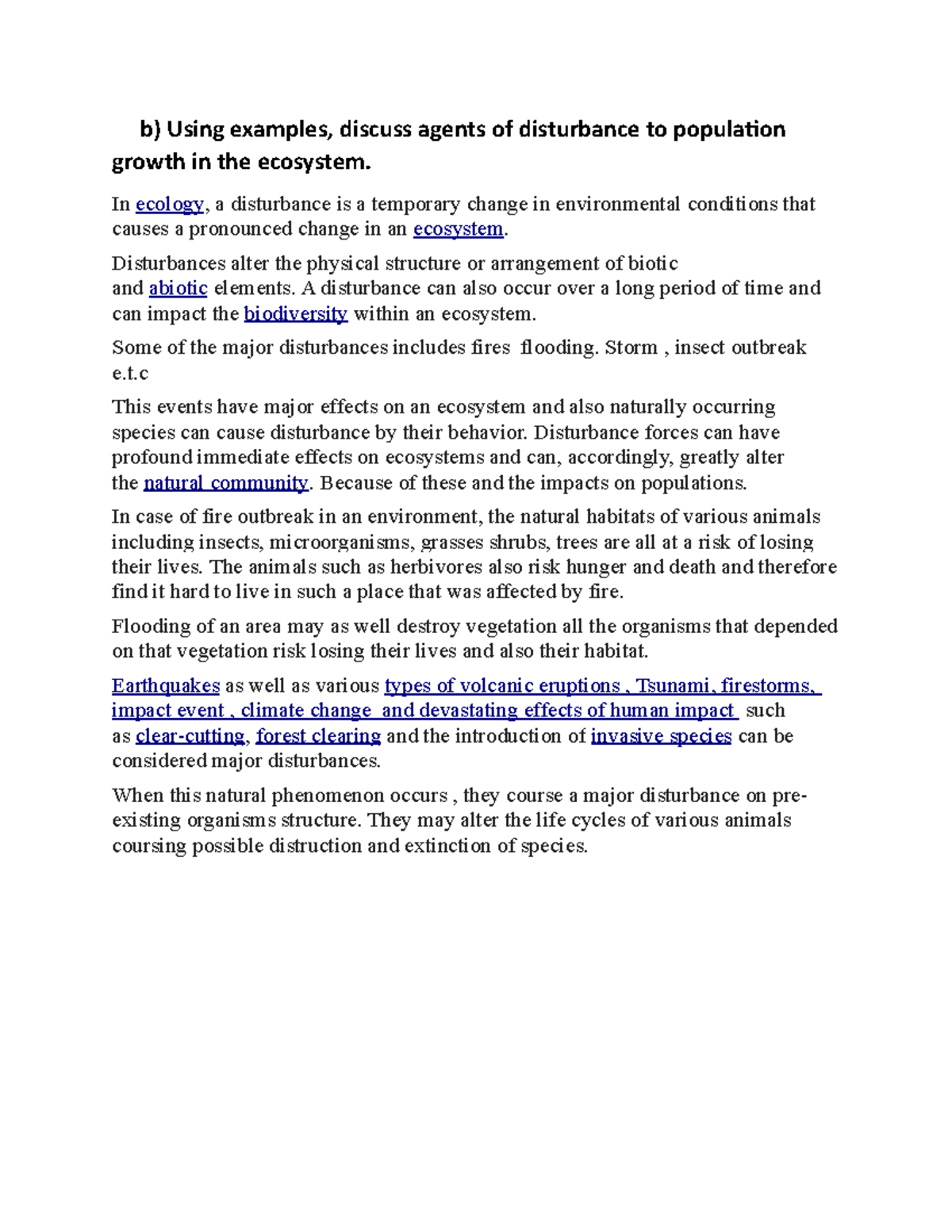 Assignment Principles of Biogeography assignment 4 - b) Using examples ...