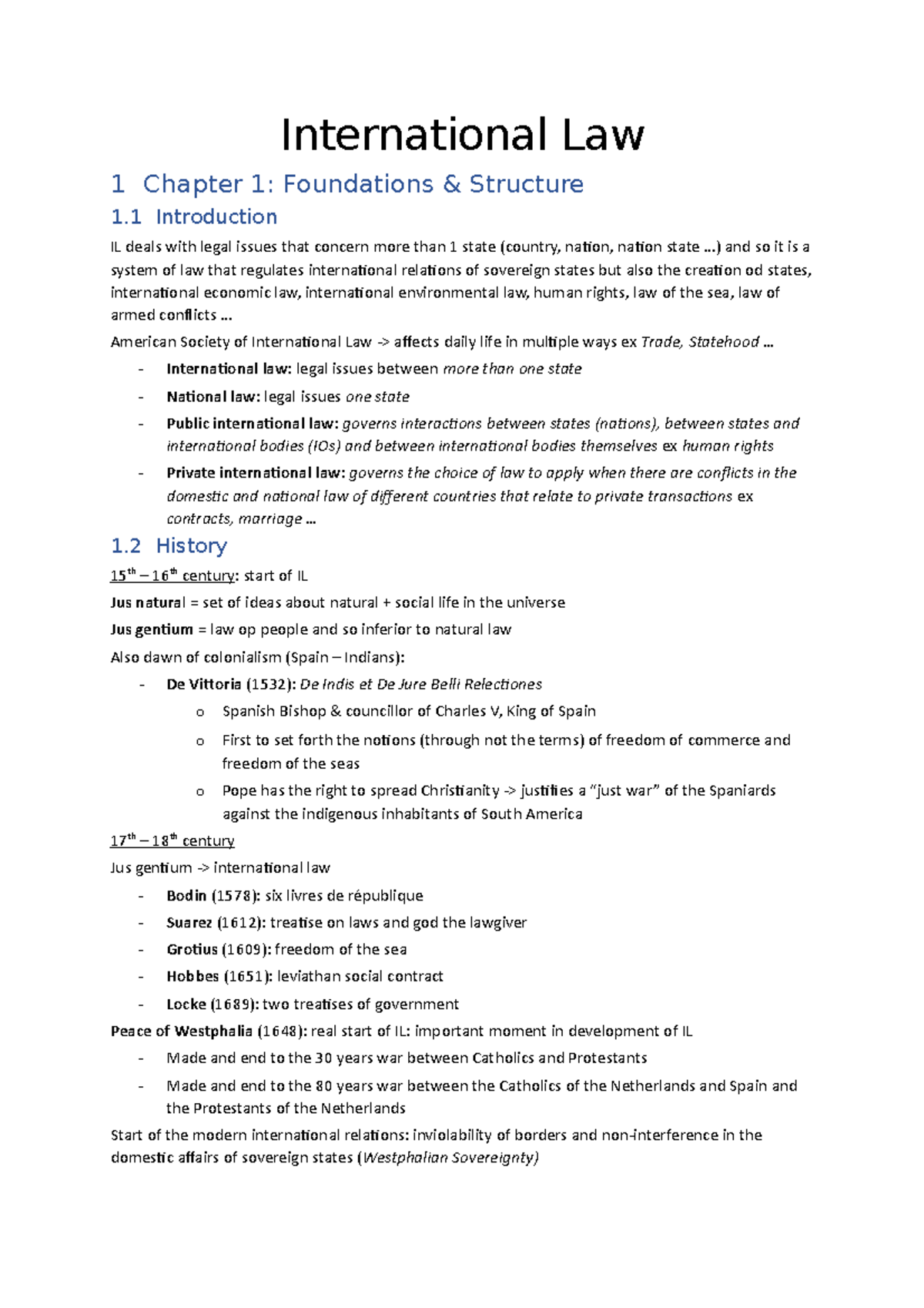 Samenvatting Lessen International Law 2020-2021 - International Law 1 ...