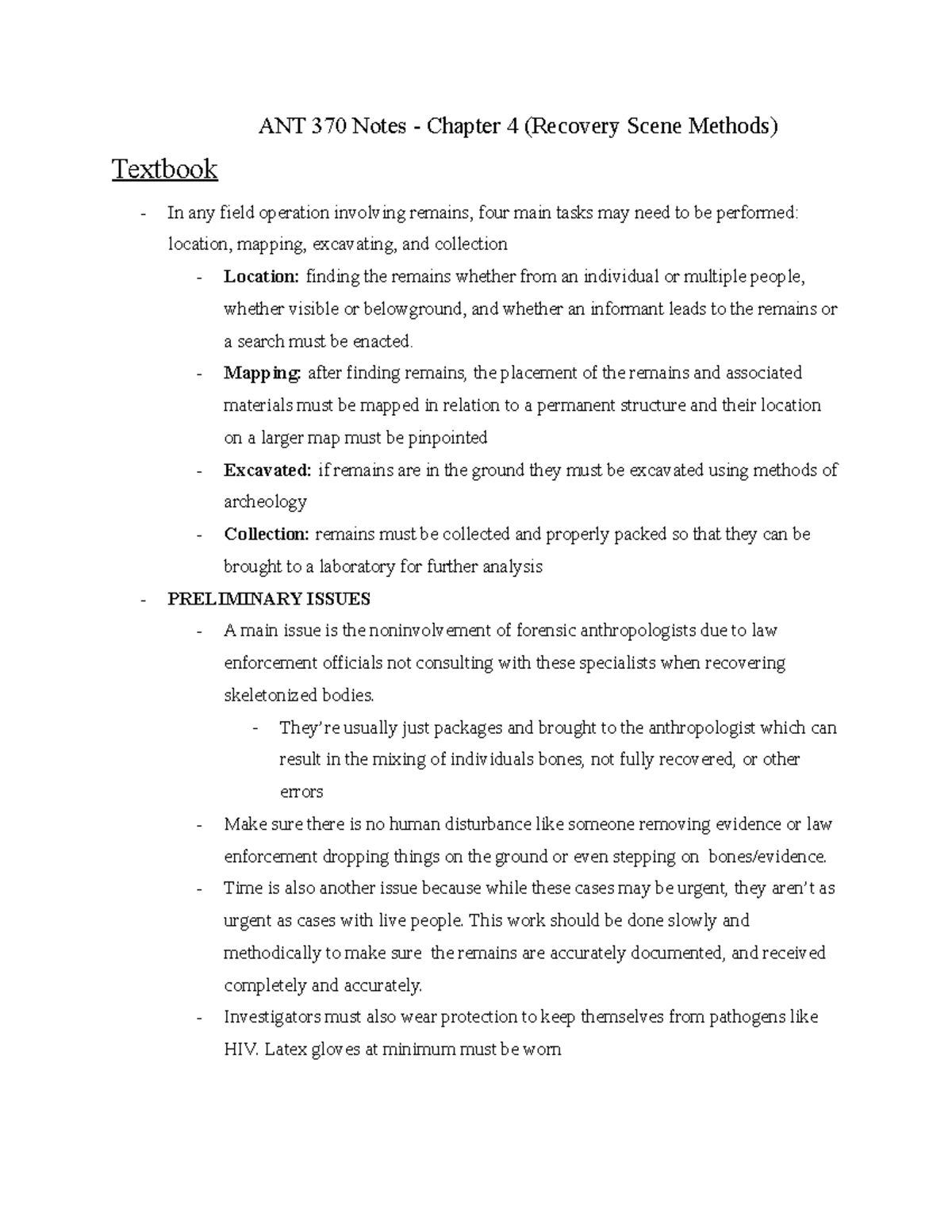 ANT 370 Notes - Chapter 4 (Recovery Scene Methods) - ANT 370 Notes ...