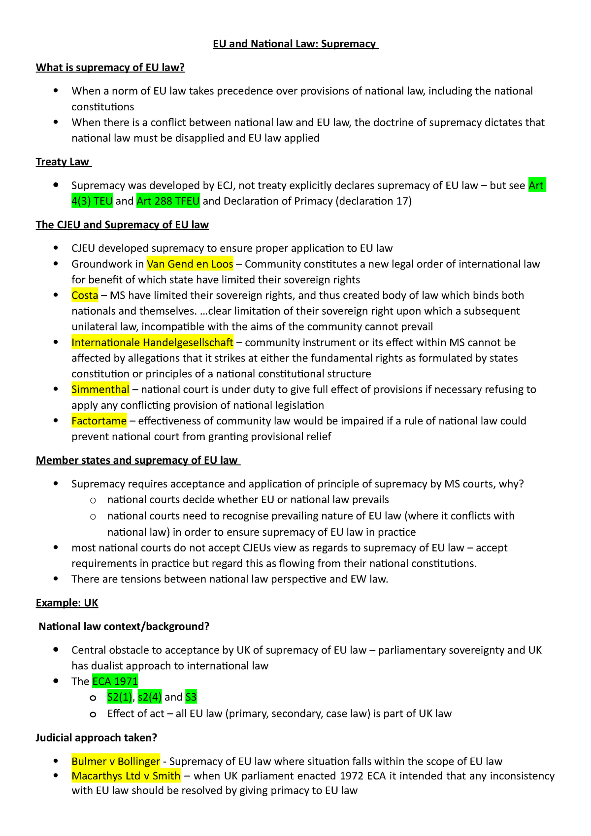 What Is Supremacy Of Eu Law