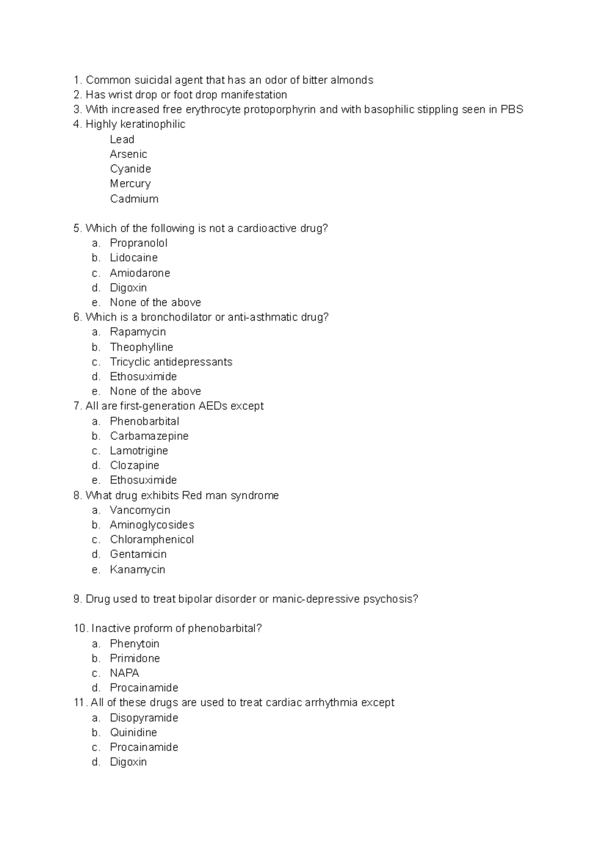 QA - Practice questions only - Common suicidal agent that has an odor ...