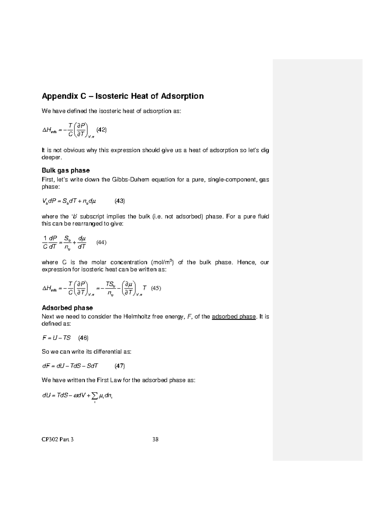 Part3 Appendix C - Heat of Adsorption - CP302 Part 3 38 Appendix C ...