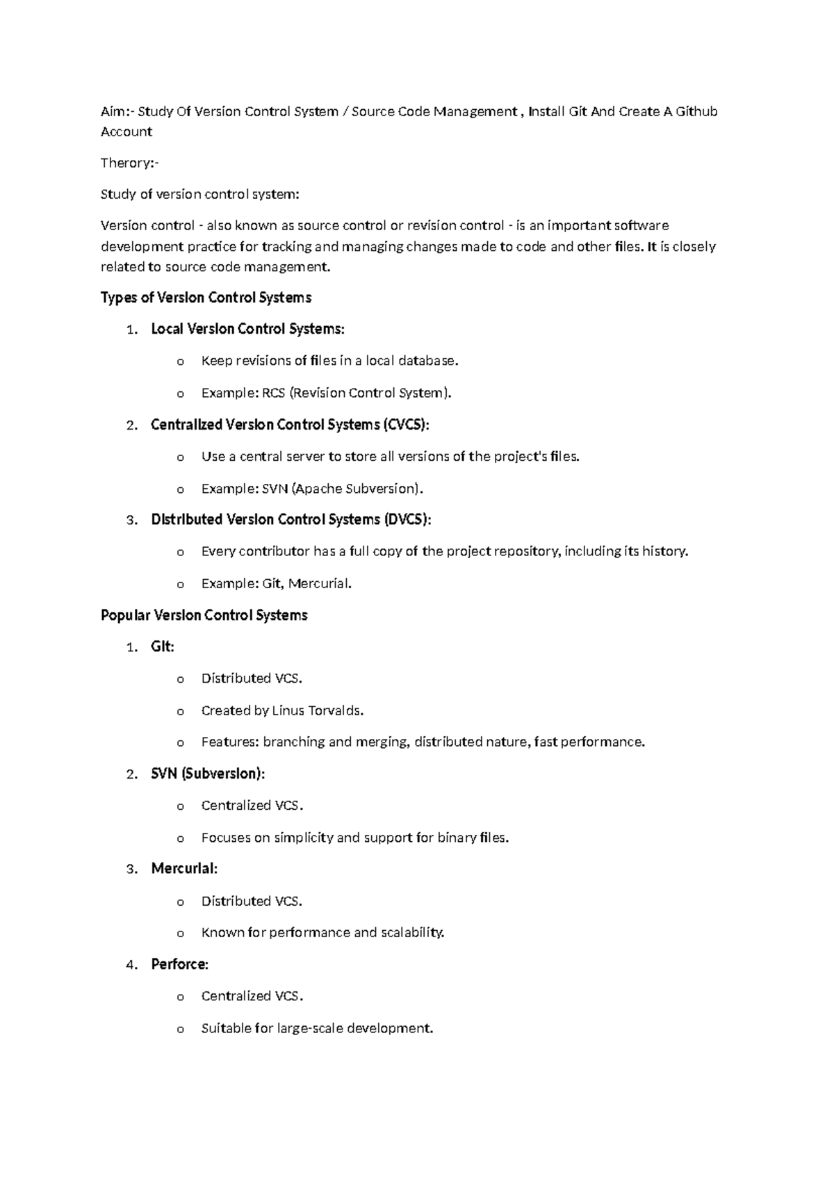 Devops - practical no. - Aim:- Study Of Version Control System / Source ...