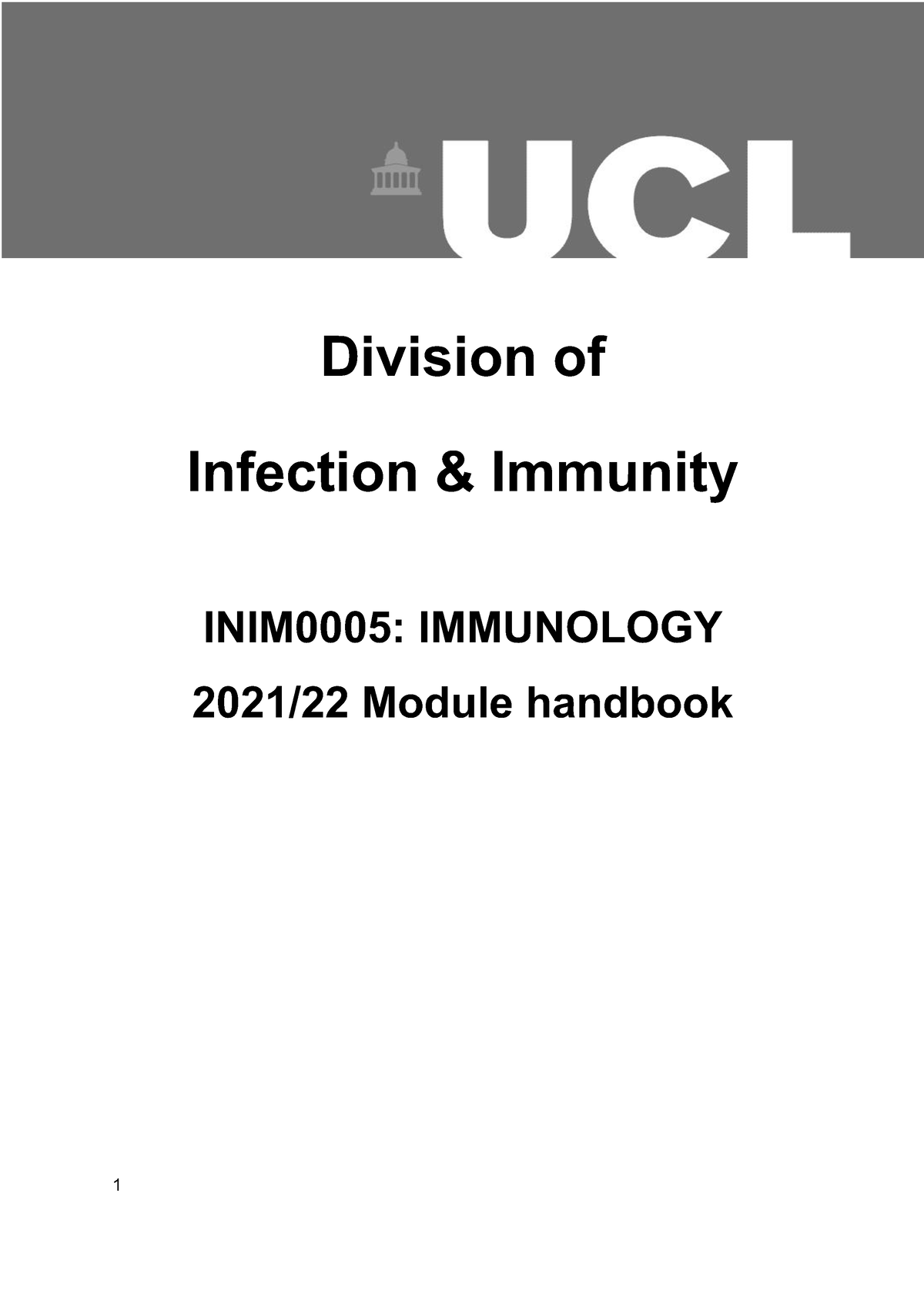 INIM0005 Handbook 2022-23 - Division Of Infection & Immunity INIM0005 ...