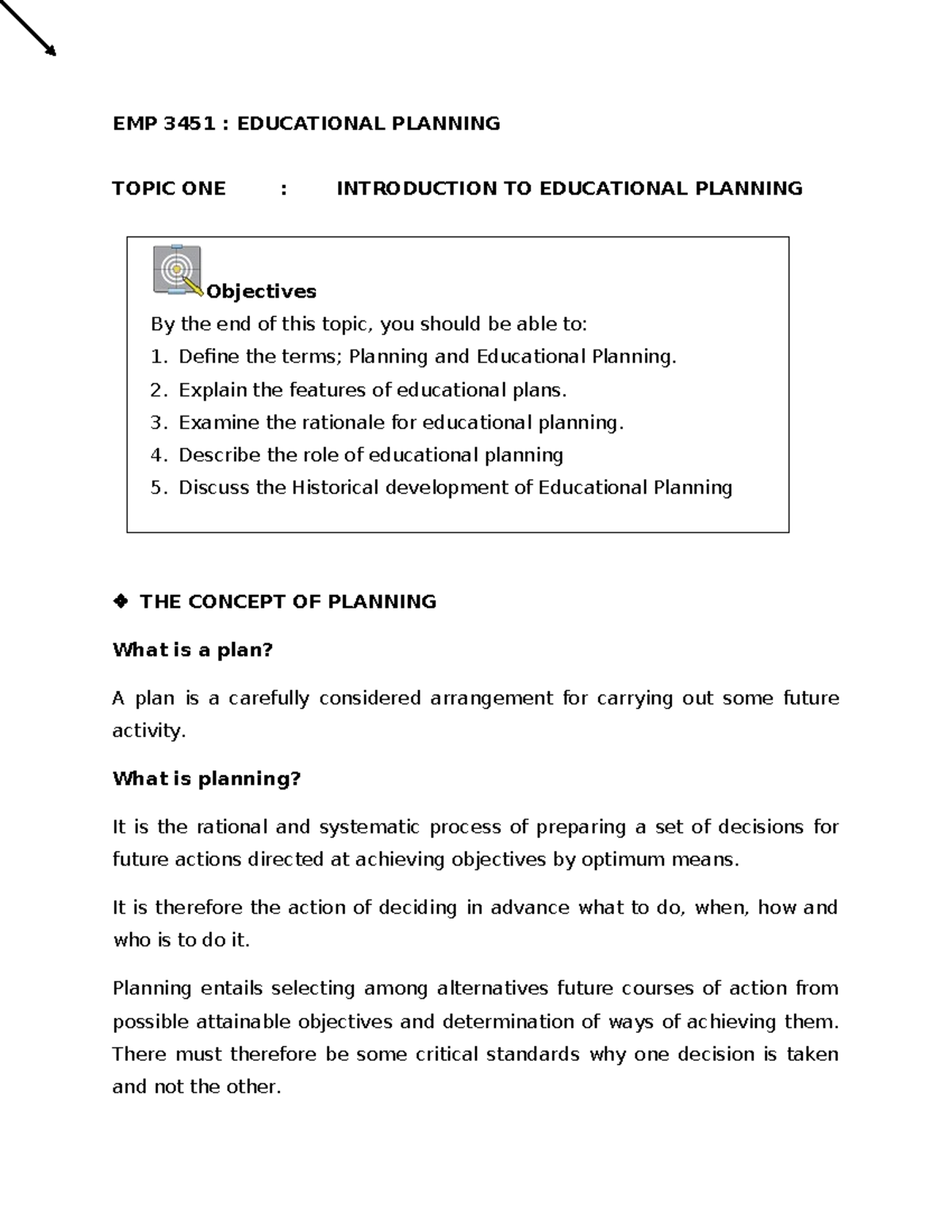 EMP 3451 Learning Materials - EMP 3451 : EDUCATIONAL PLANNING TOPIC ONE ...