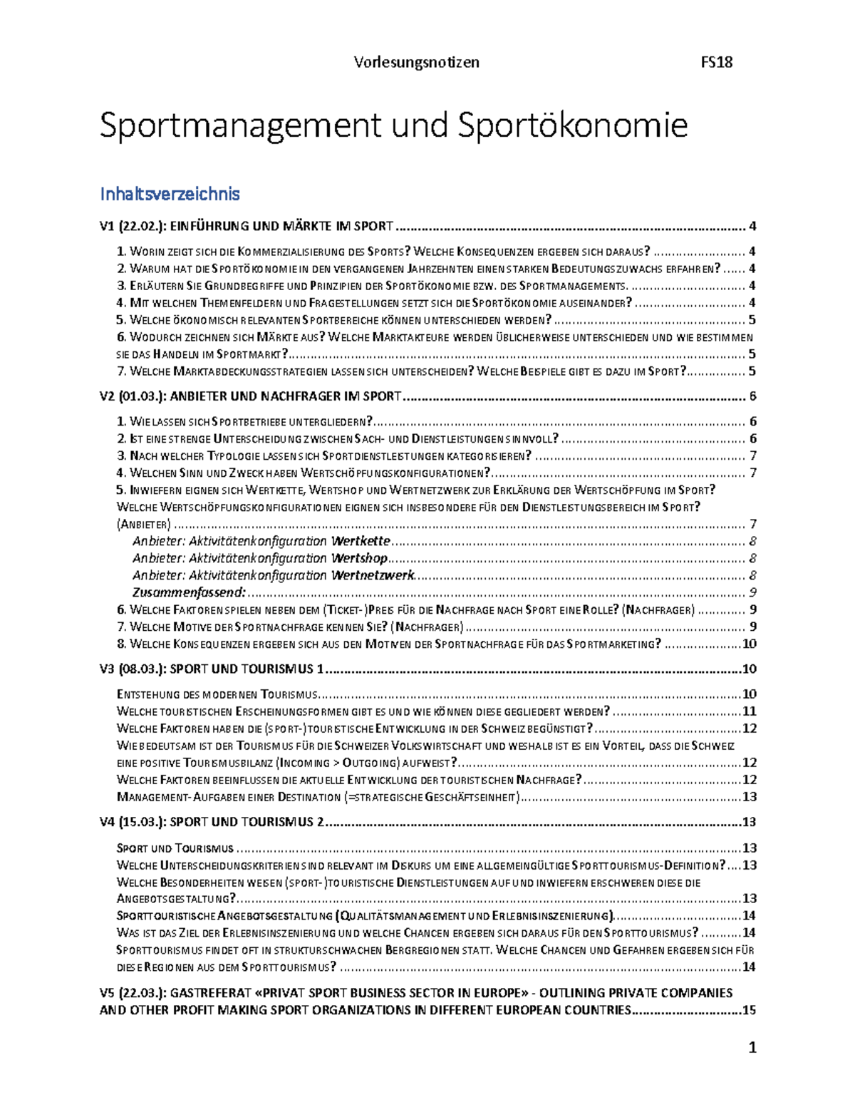 Vorlesung Sportmanagement Und Ökonomie - Vorlesungsnotizen FS18 ...