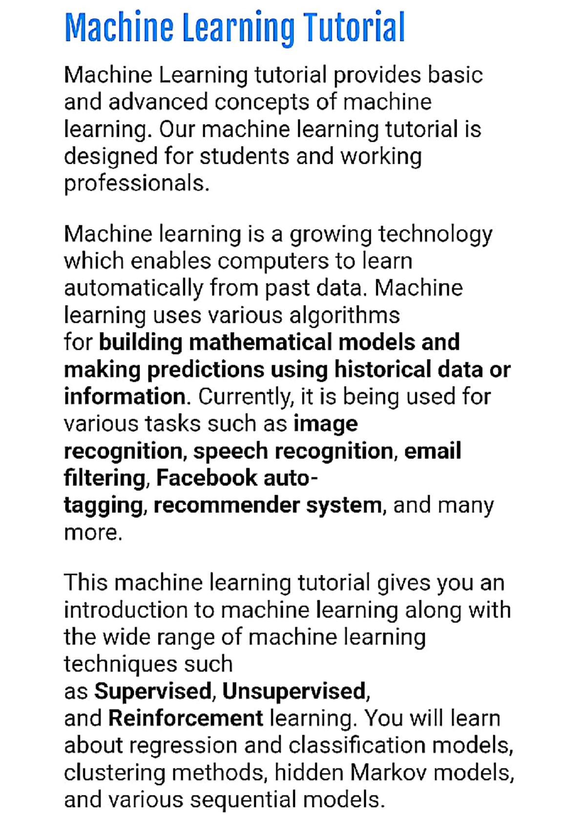 ML notes 1 - computer sciences - Studocu