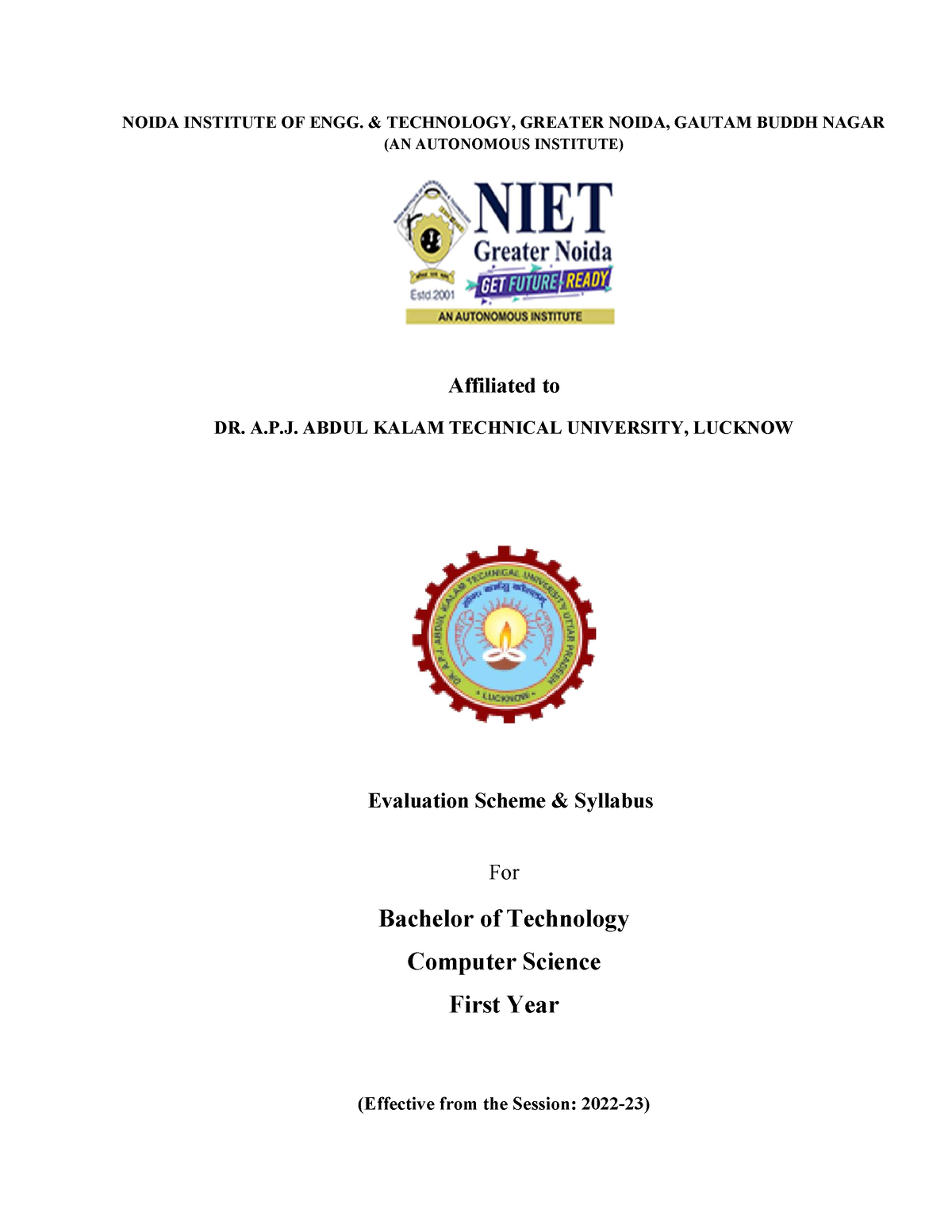 Bachelor's In Technology Syllabus AKTU - NOIDA INSTITUTE OF ENGG ...