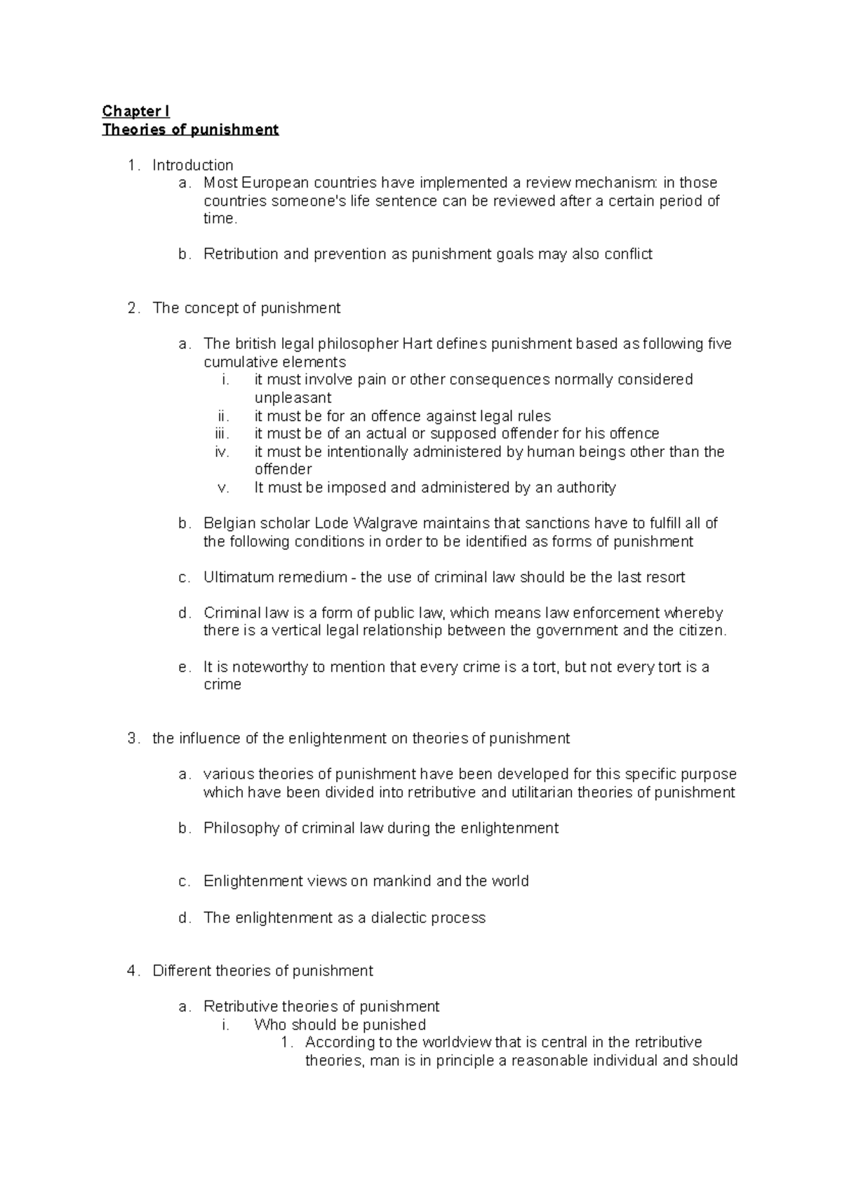 Book summary comparative concepts of criminal law Chapter I Theories