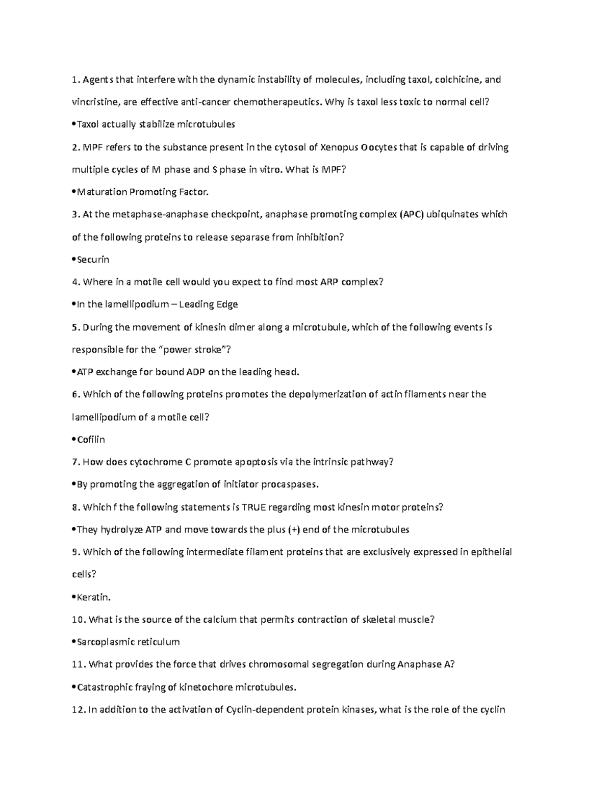 CELL BIO EXAM 3 - Notes - Agents that interfere with the dynamic ...